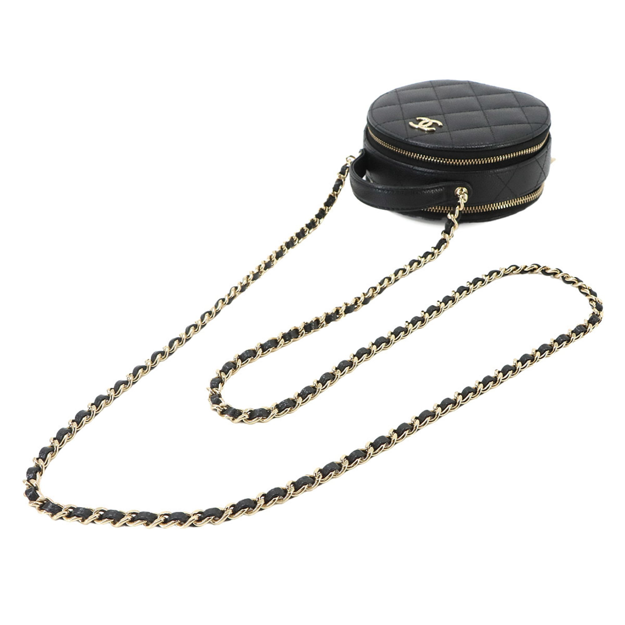 Chanel Matelasse Black Grained Calfskin Shoulder Bag Vanity Bag (Pre-Owned)