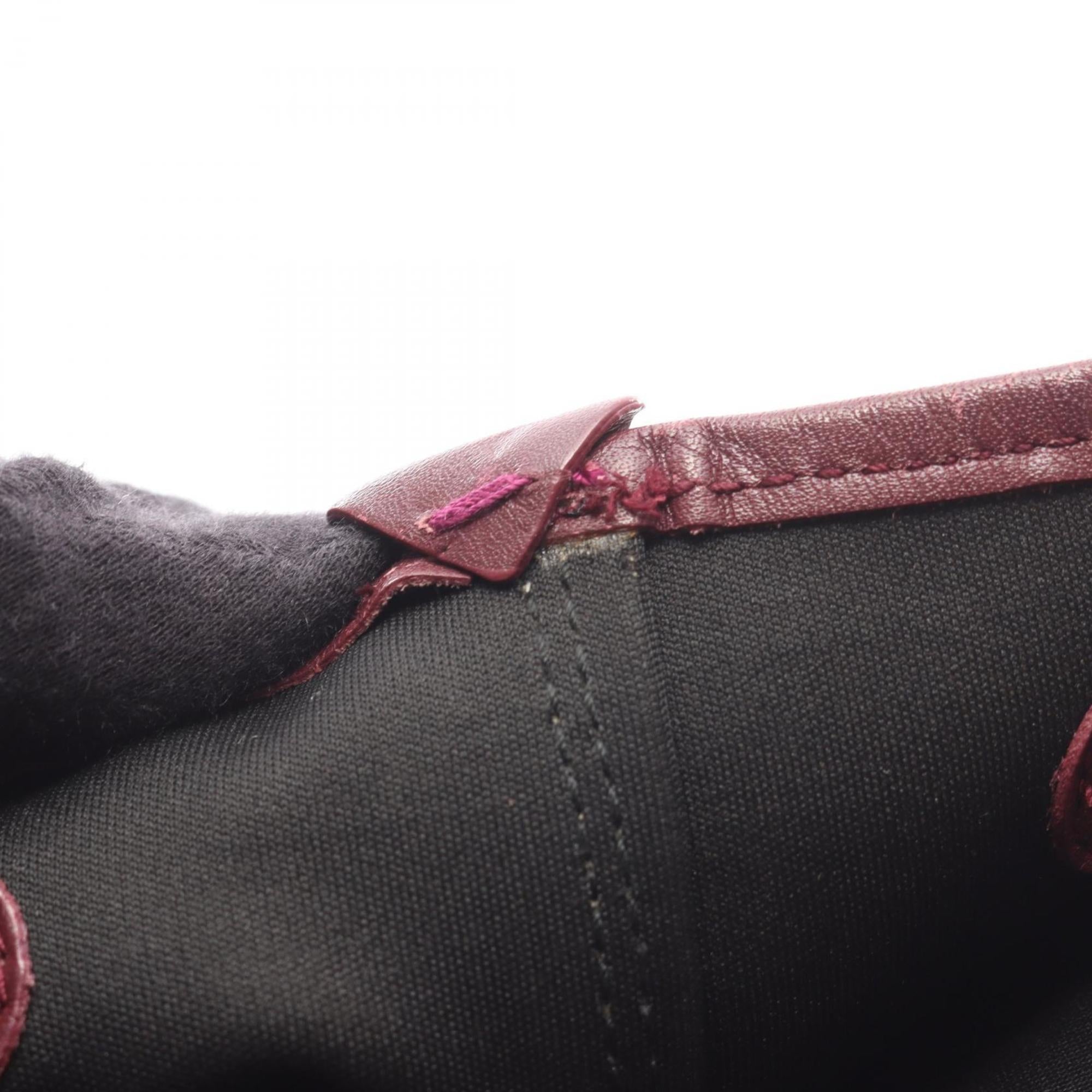 Balenciaga Bordeaux Ivory Canvas Leather Pouch Tote Bag (Pre-Owned)
