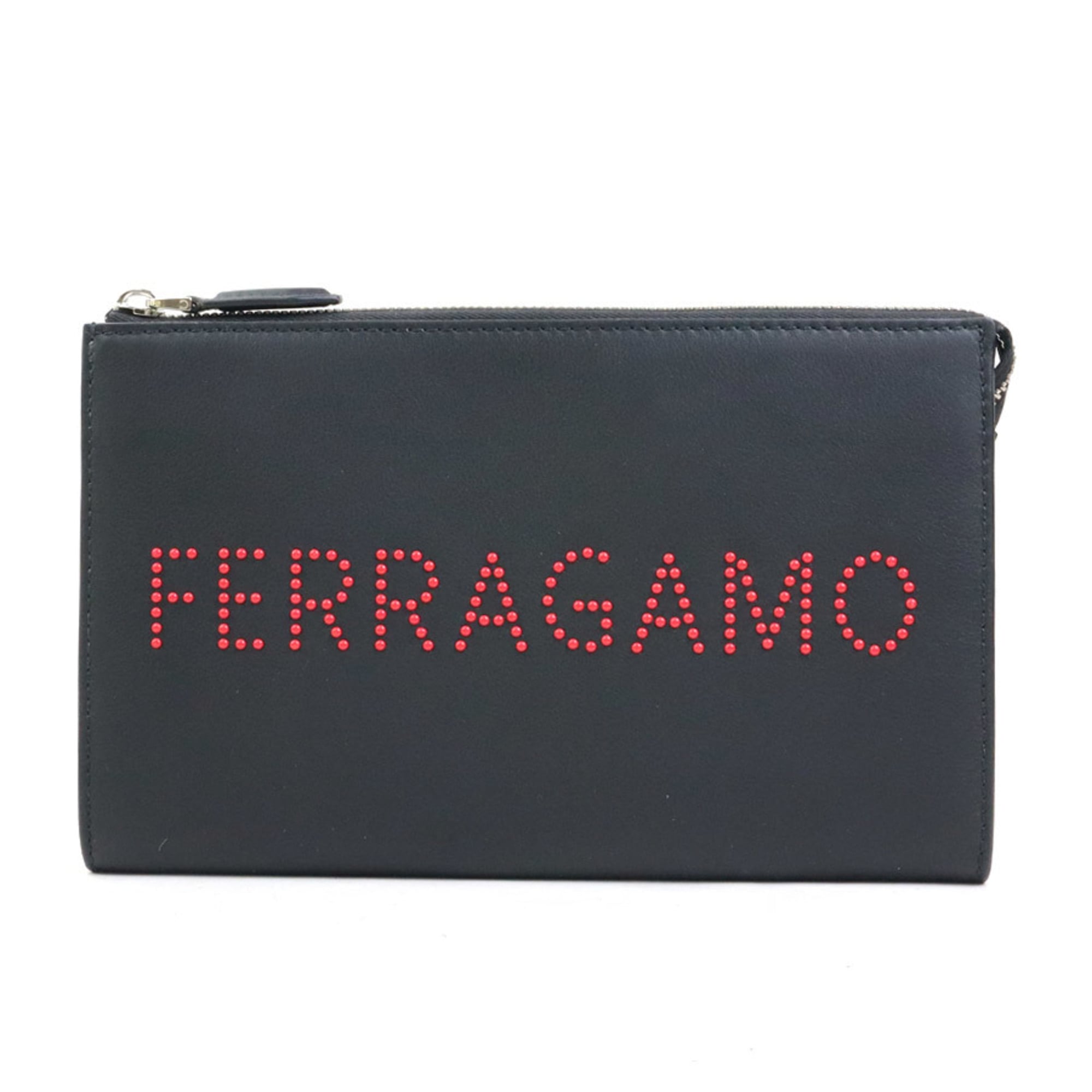 Salvatore Ferragamo Black Leather Clutch Bag (Pre-Owned)