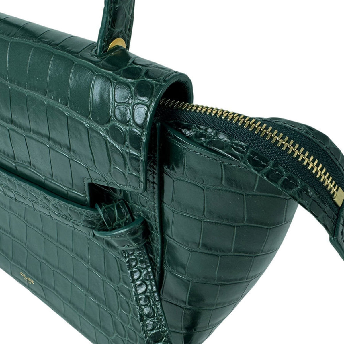 Celine Green Leather Fanny Pack Handbag Shoulder Bag (Pre-Owned)