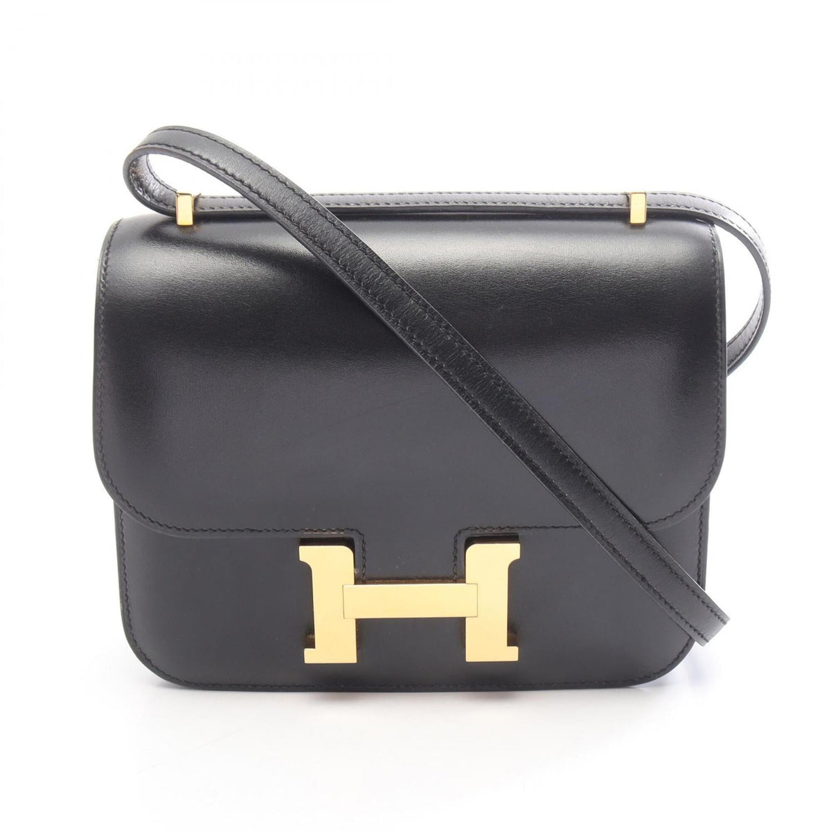 Hermes Black Box Calf Leather Handbag Shoulder Bag (Pre-Owned)
