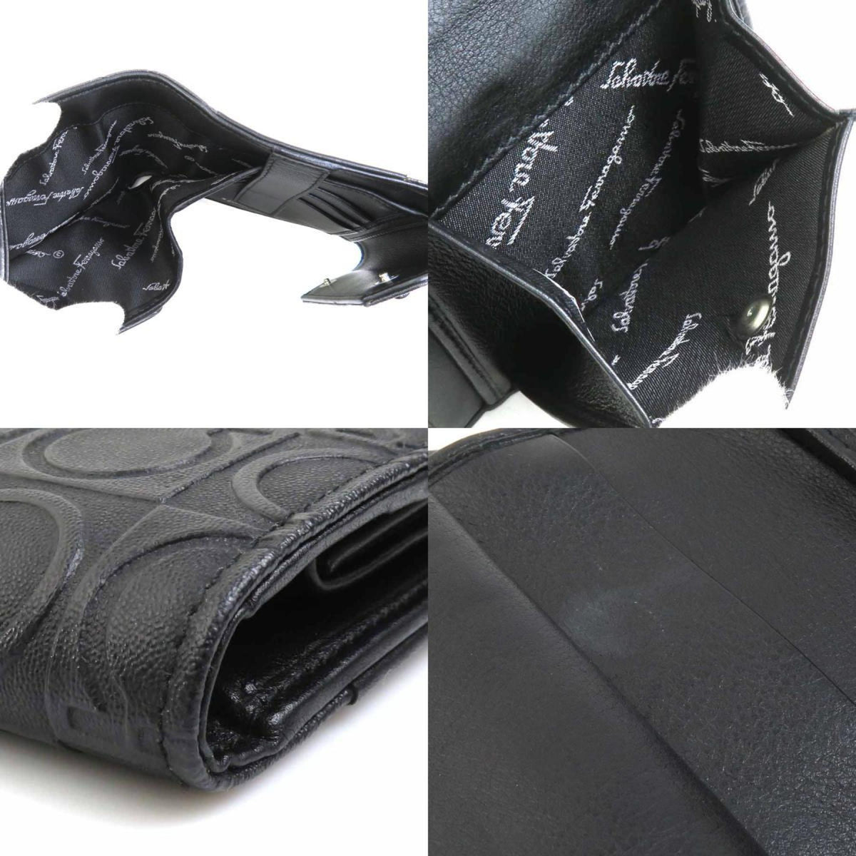Salvatore Ferragamo Black Leather Wallet (Tri-Fold) (Pre-Owned)
