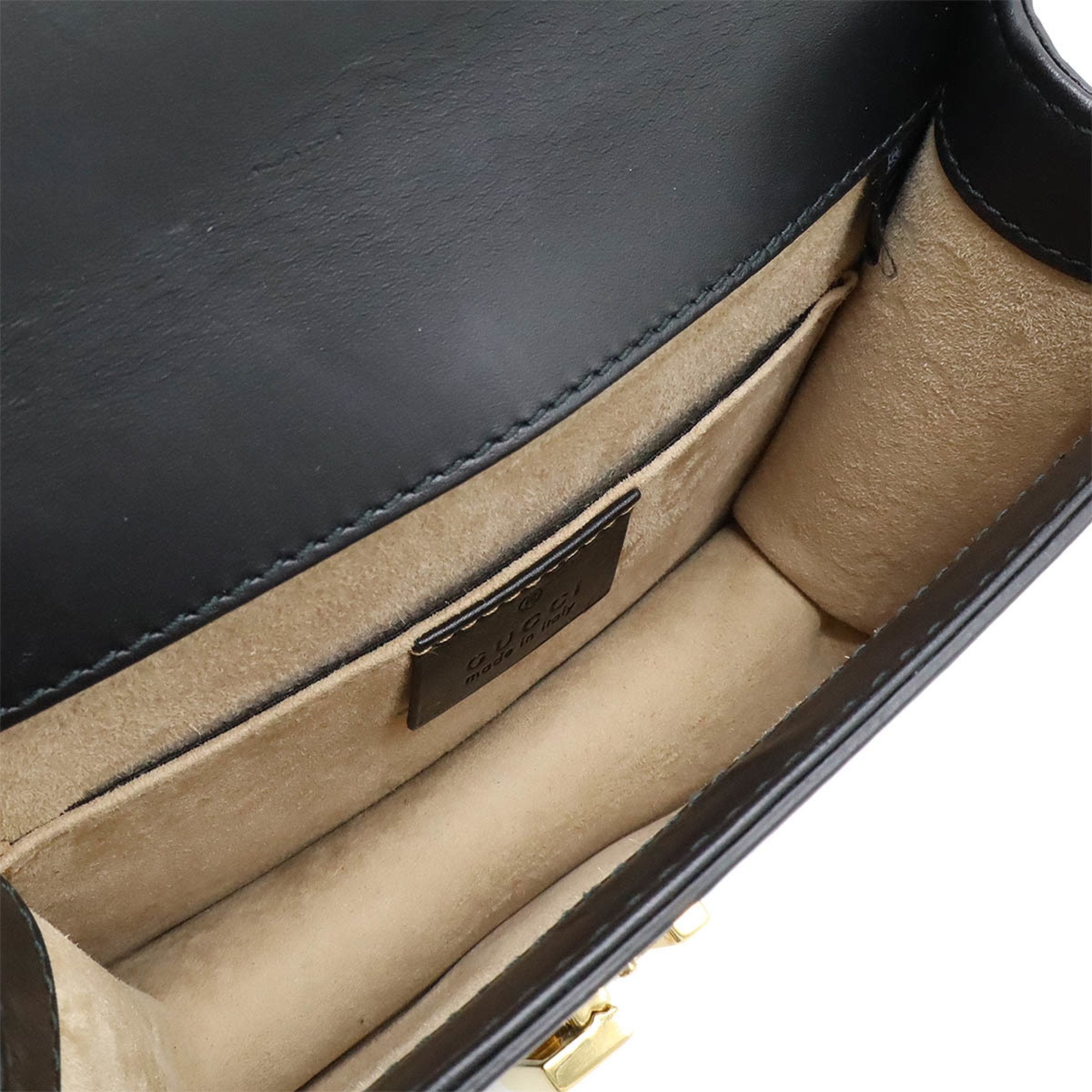 Gucci Black Green Red Color Leather Pochette Shoulder Bag (Pre-Owned)