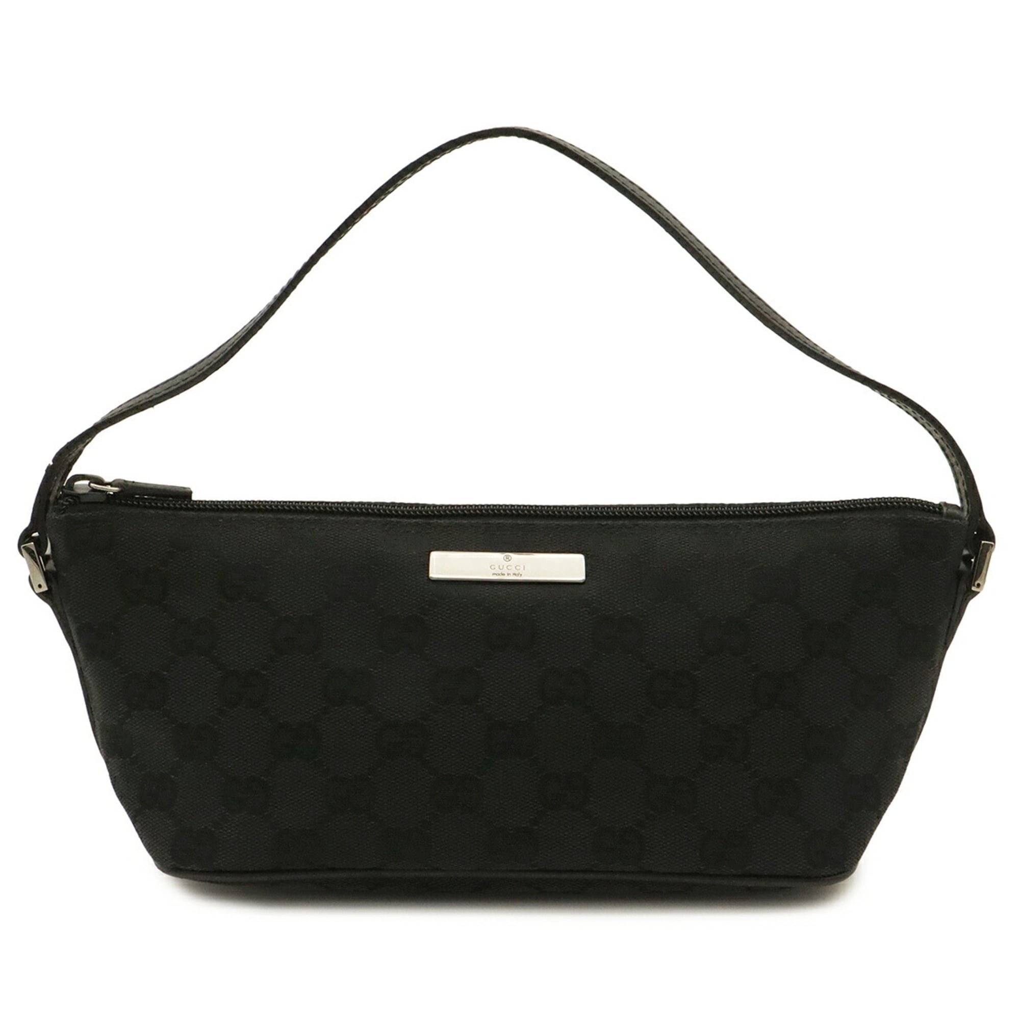 Gucci Black Canvas Leather Handbag Pouch (Pre-Owned)
