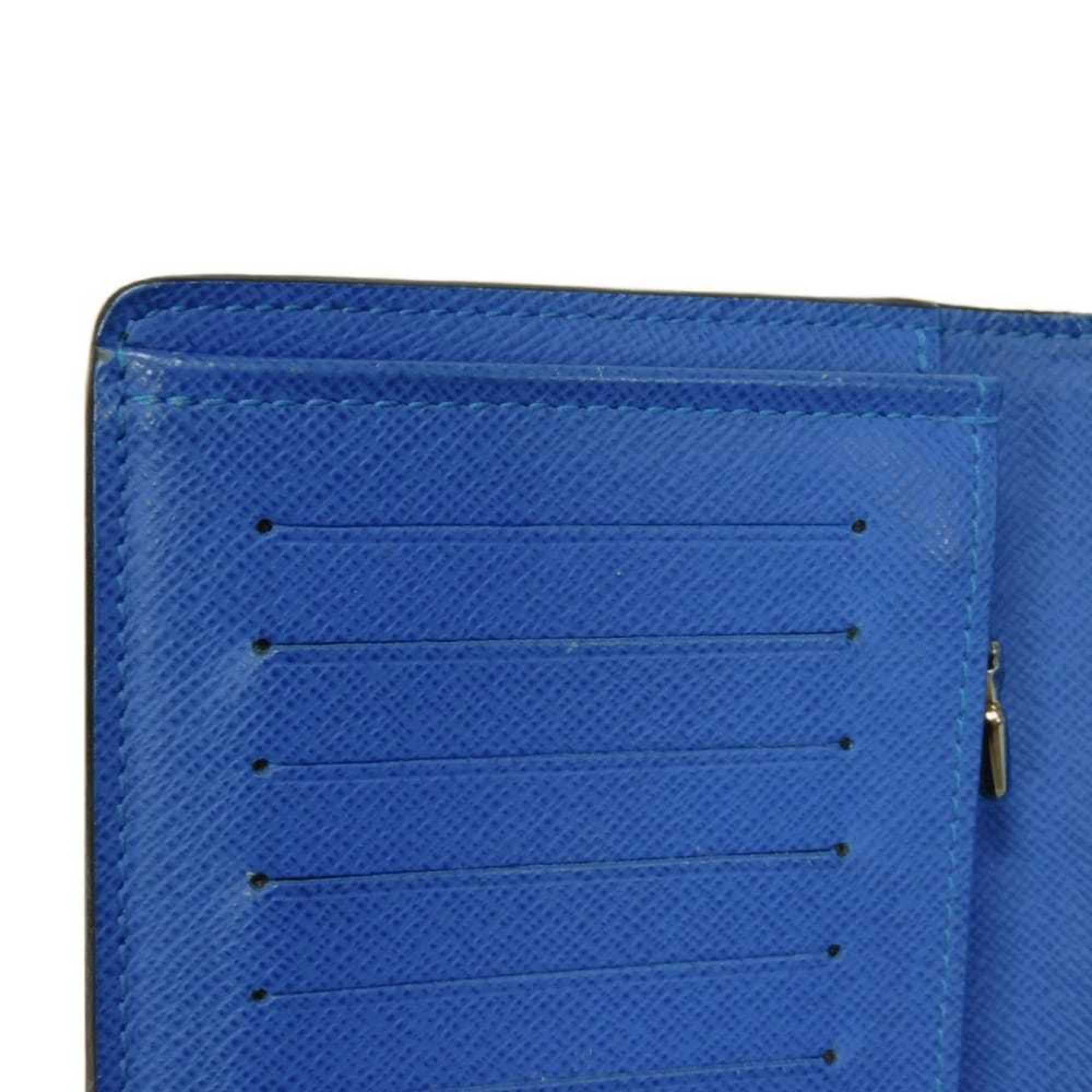Louis Vuitton Black Blue Noir Taiga Leather Long Wallet (Bi-Fold) (Pre-Owned)