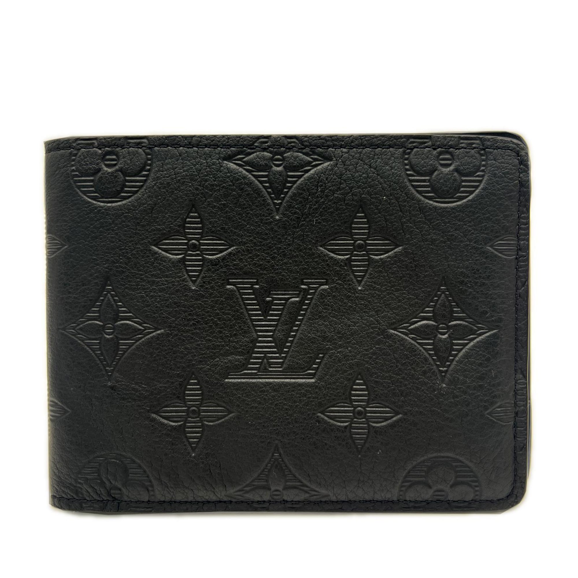 Louis Vuitton Monogram Shadow Black Leather Wallet (Bi-Fold) (Pre-Owned)