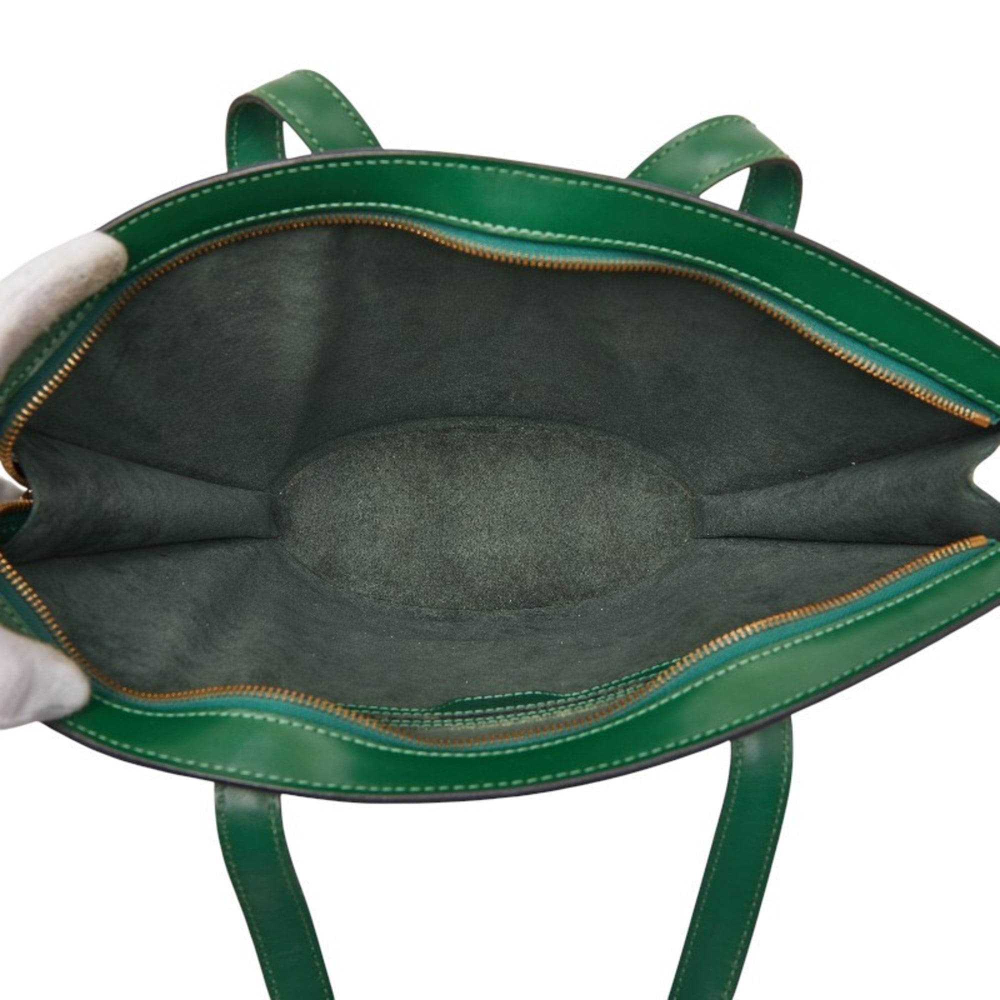 Louis Vuitton Borneo Green Leather Handbag (Pre-Owned)
