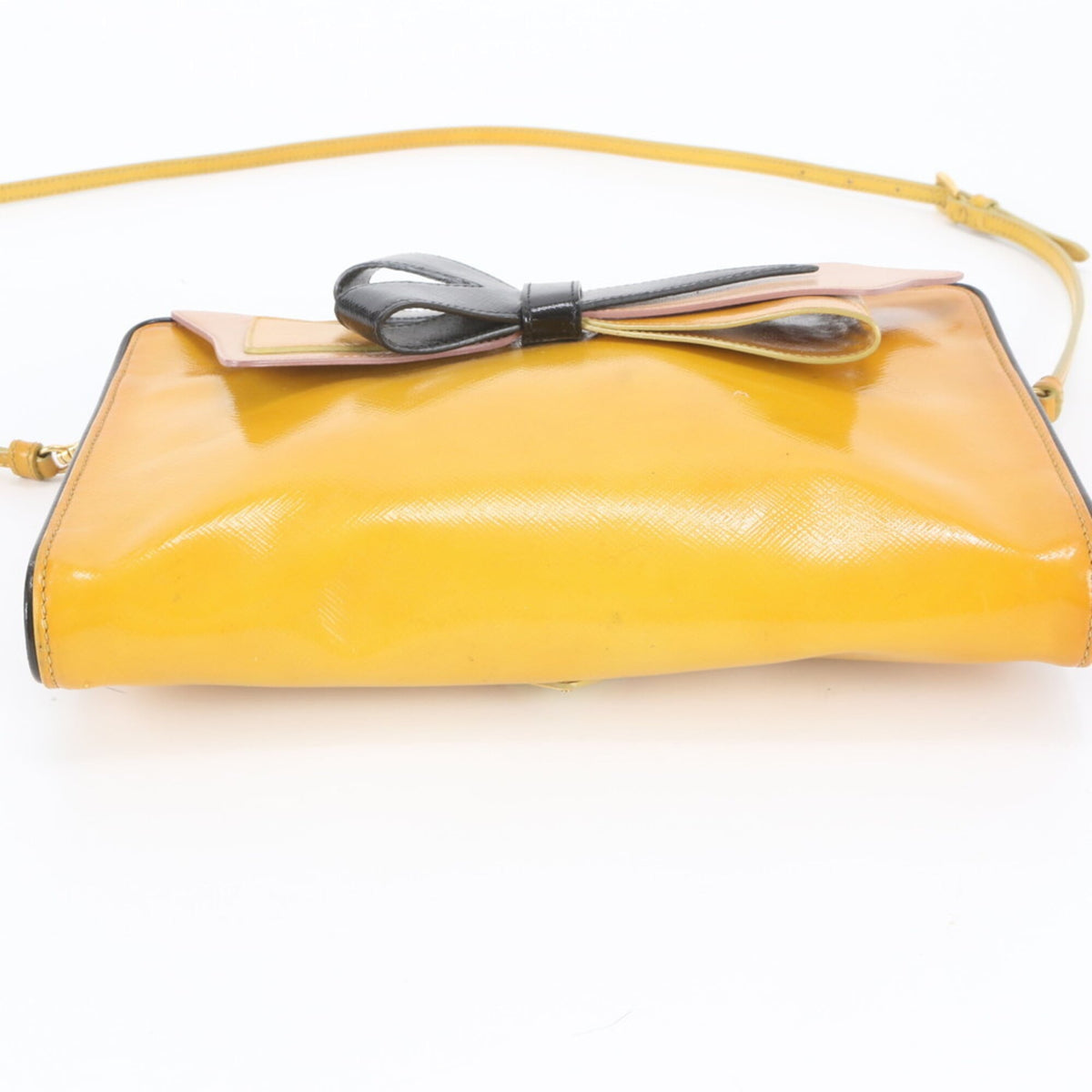 Prada Yellow Leather Crossbody Bag Shoulder Bag (Pre-Owned)