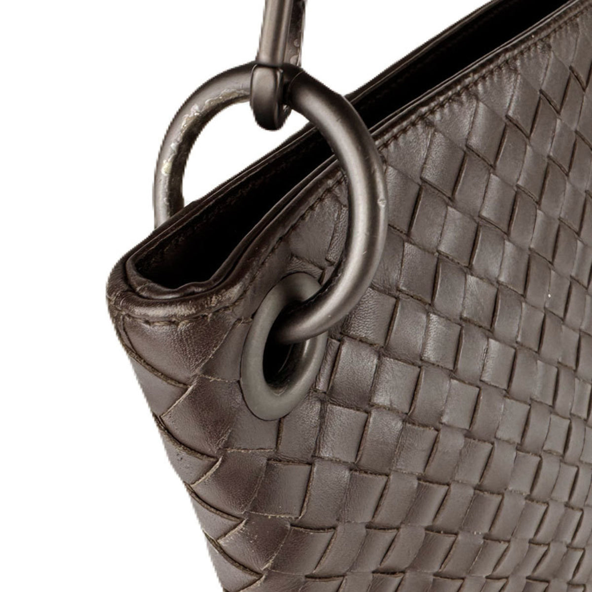 Bottega Veneta Intrecciato Black Brown Leather Shoulder Bag (Pre-Owned)
