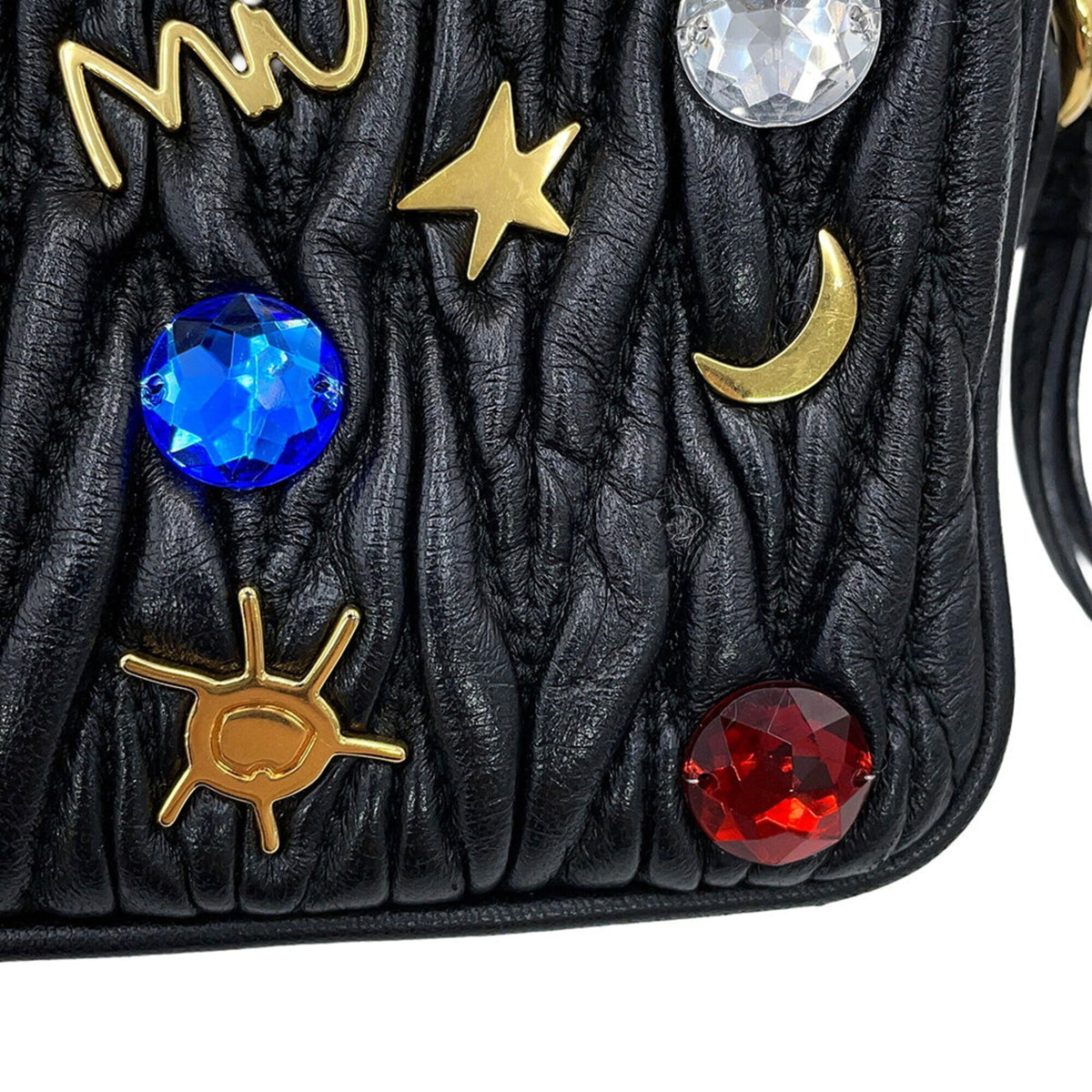 Miu Miu Matelasse Black Leather Handbag Shoulder Bag (Pre-Owned)