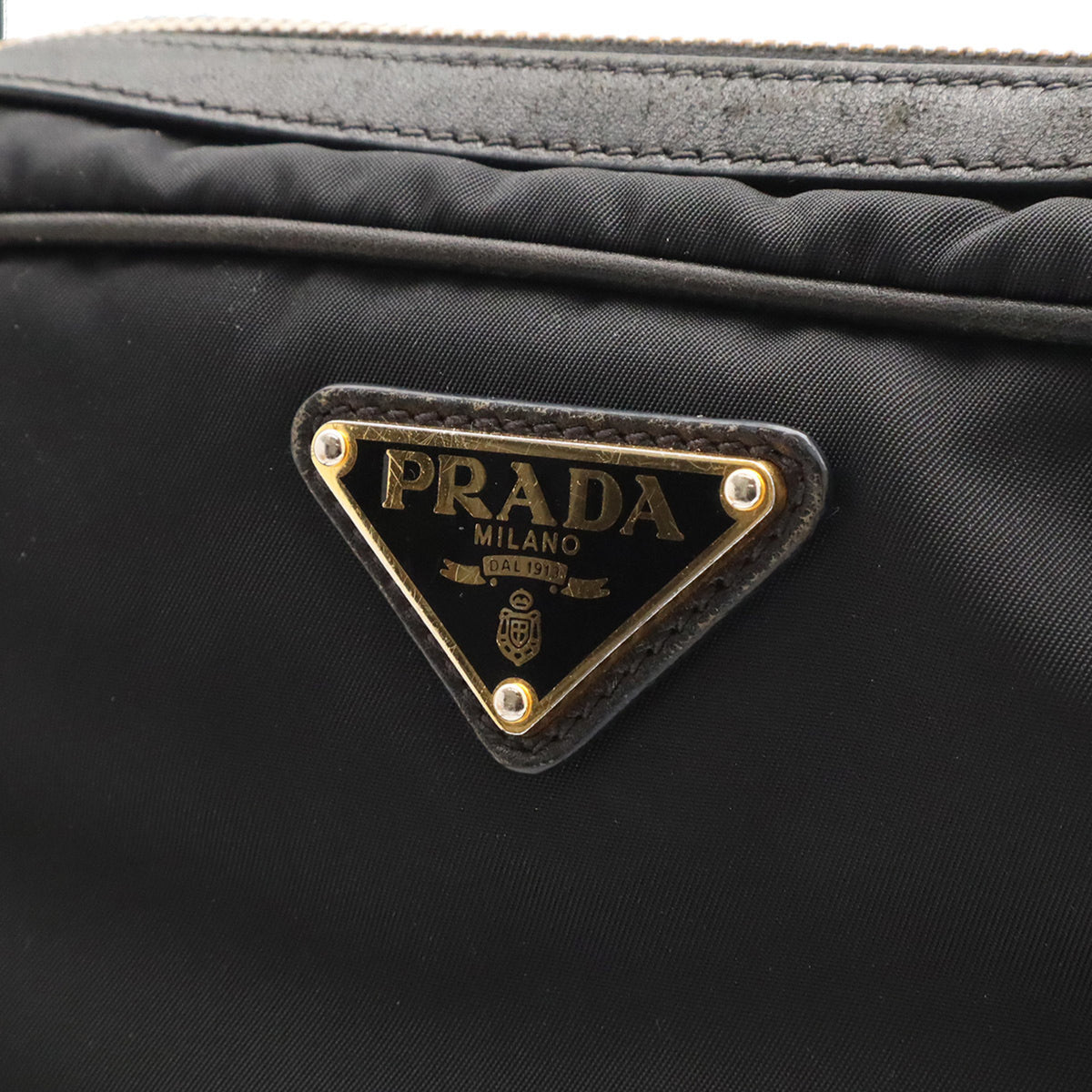 Prada Black Nero Nylon Leather Pochette Shoulder Bag (Pre-Owned)