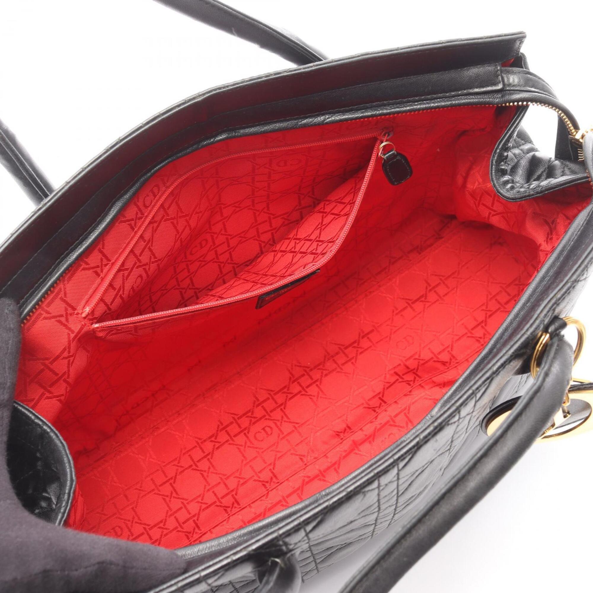 Christian Dior Black Leather Handbag Shoulder Bag (Pre-Owned)