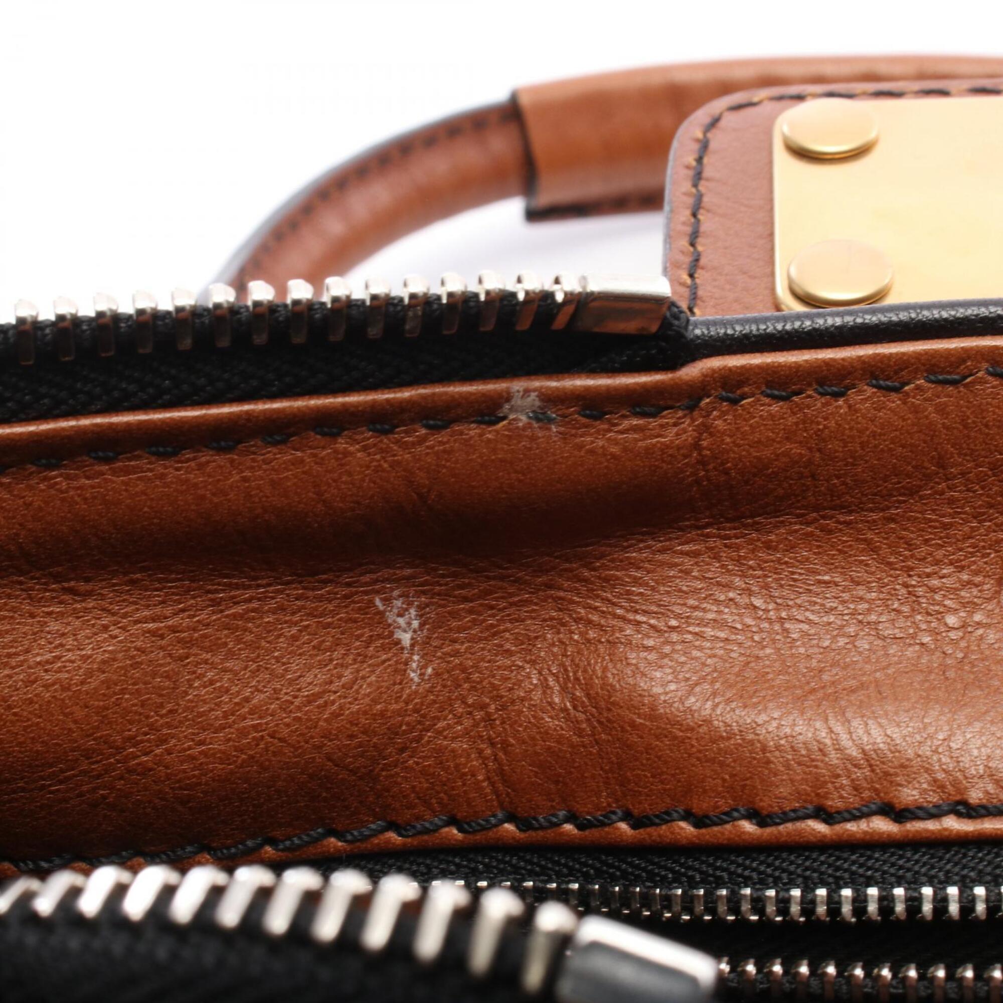 Chloé Beige Black Brown Fabric Leather Handbag (Pre-Owned)