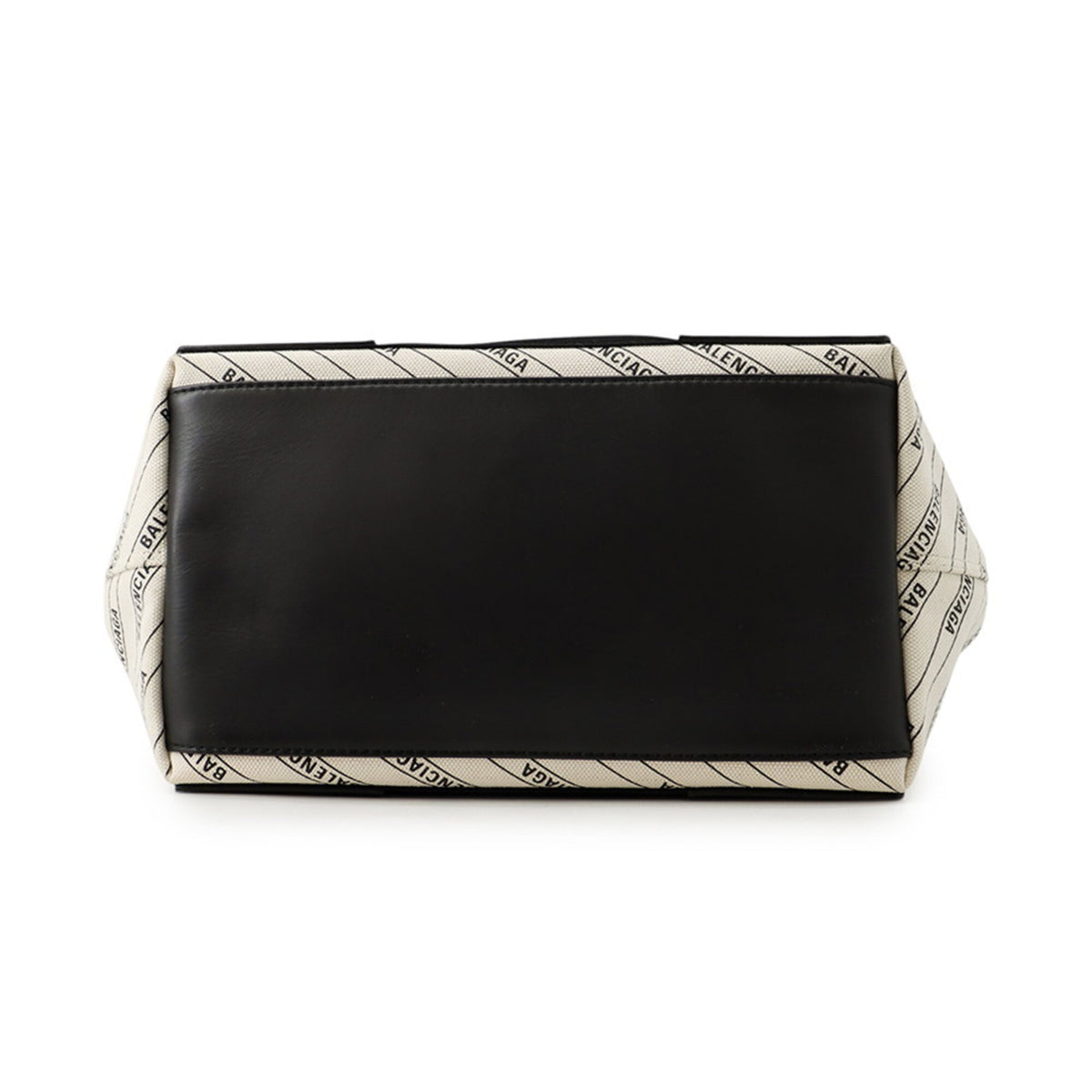 Balenciaga Black White Canvas Leather Handbag Tote Bag (Pre-Owned)