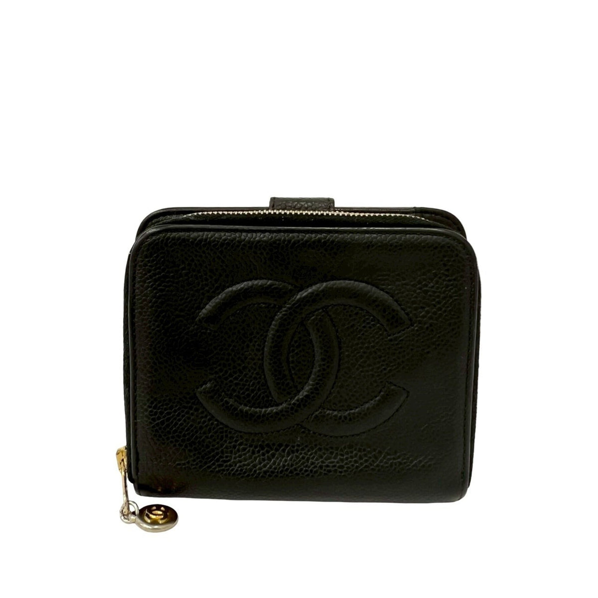 Chanel Black Grained Calfskin Wallet (Bi-Fold) (Pre-Owned)