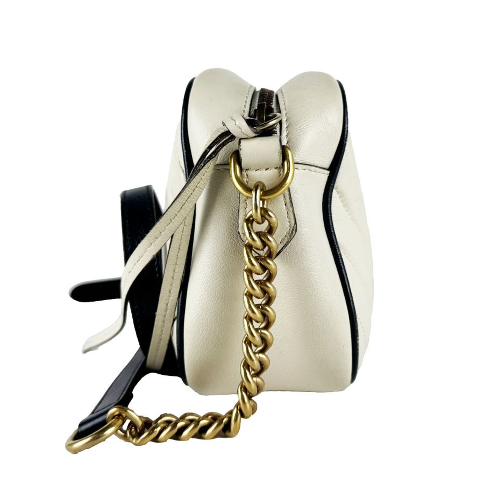 Gucci Ivory Navy Leather Shoulder Bag (Pre-Owned)