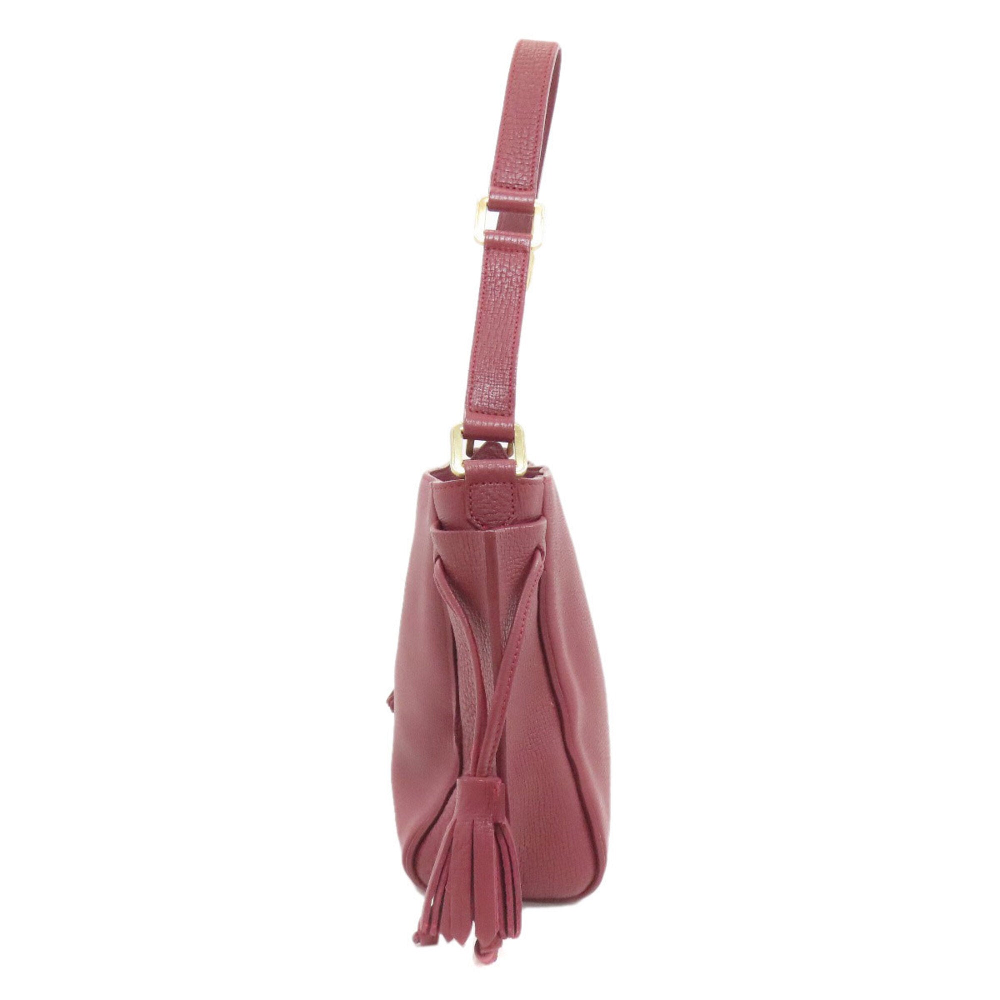 Longchamp Red Color Leather Shoulder Bag (Pre-Owned)
