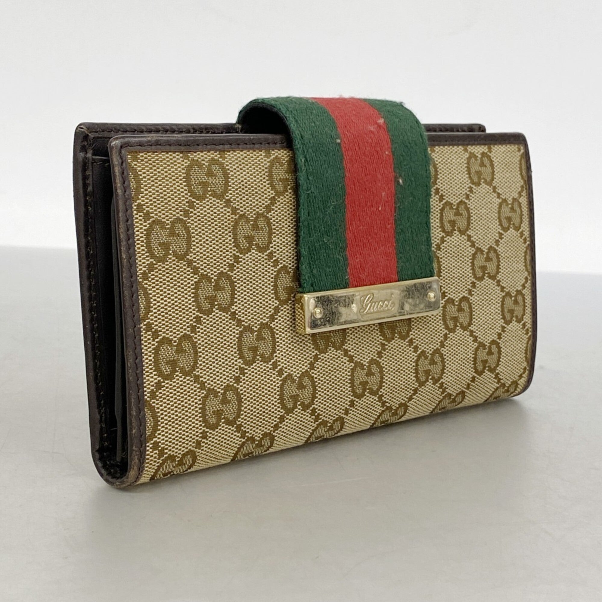 Gucci Brown Canvas Long Wallet (Bi-Fold) (Pre-Owned)