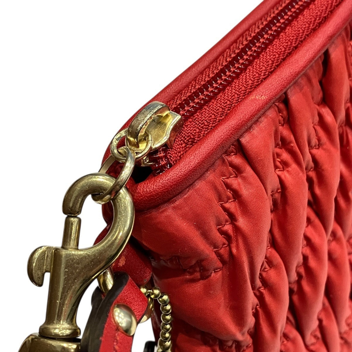 Coach Red Color Nylon Handbag Pouch (Pre-Owned)