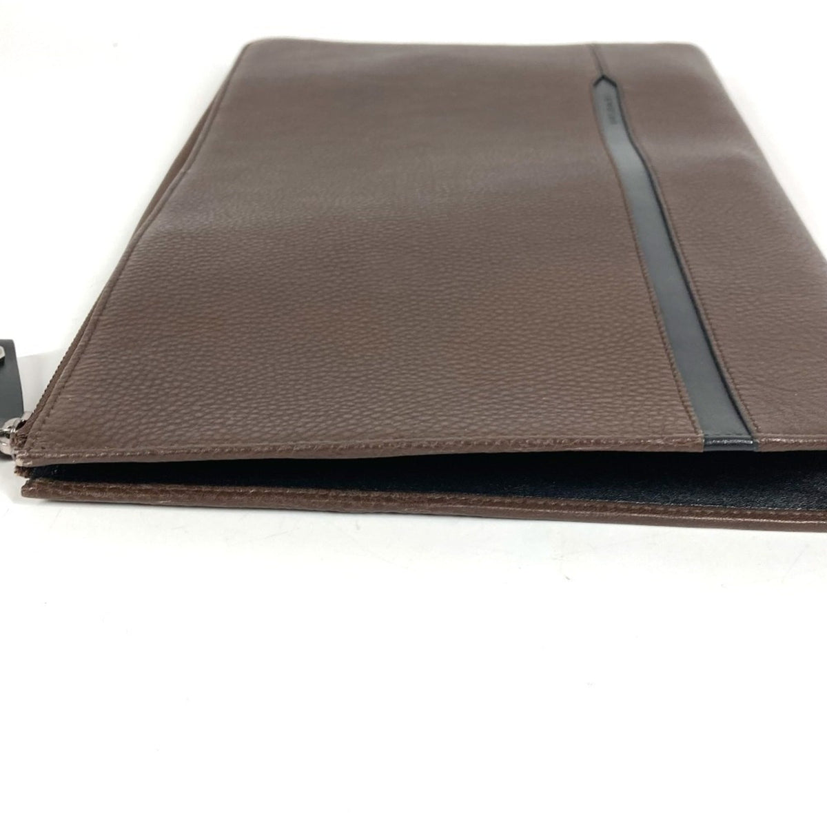 Bvlgari Black Brown Leather Clutch Bag (Pre-Owned)