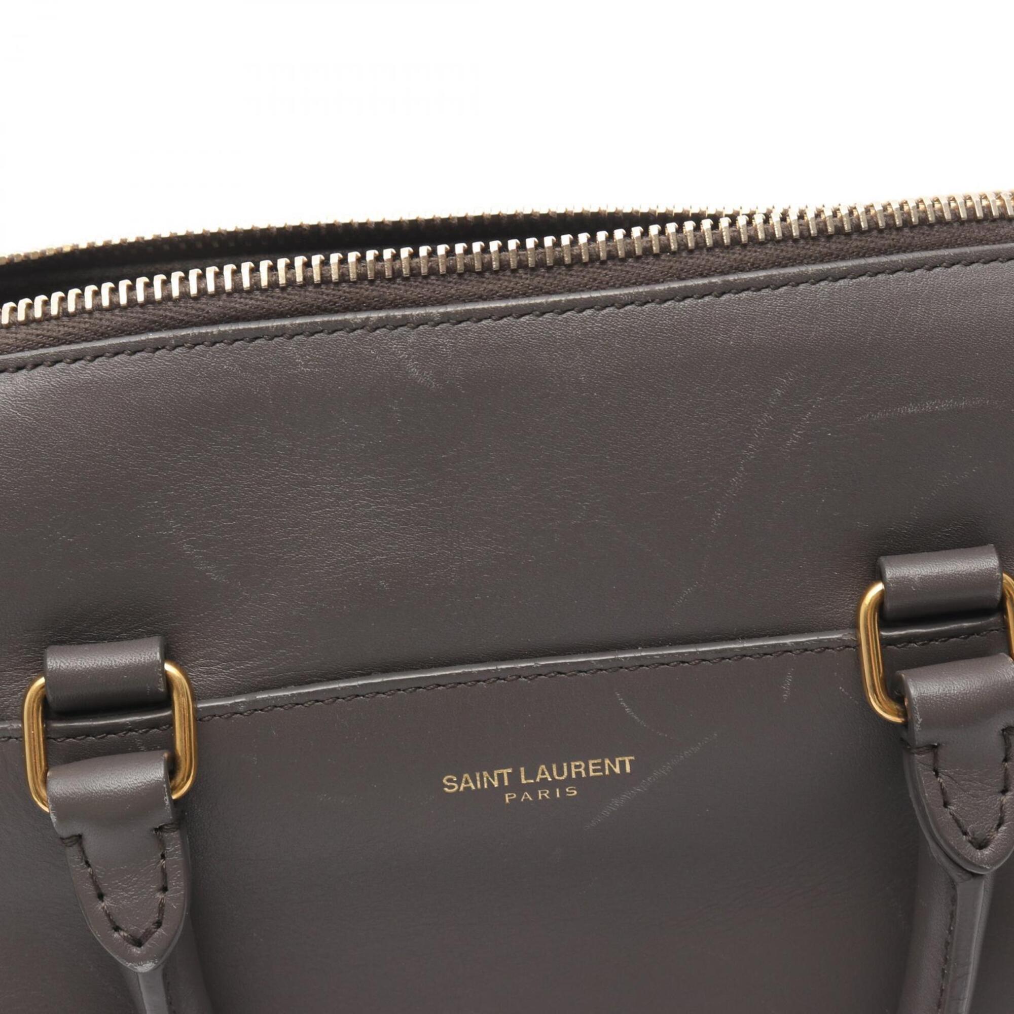 Yves Saint Laurent Gray Leather Handbag (Pre-Owned)