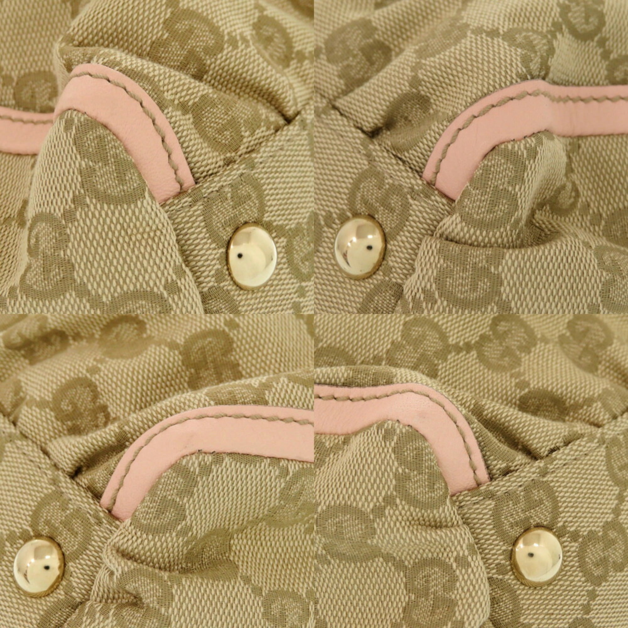 Gucci Beige Pink Gg Canvas Leather Handbag Tote Bag (Pre-Owned)