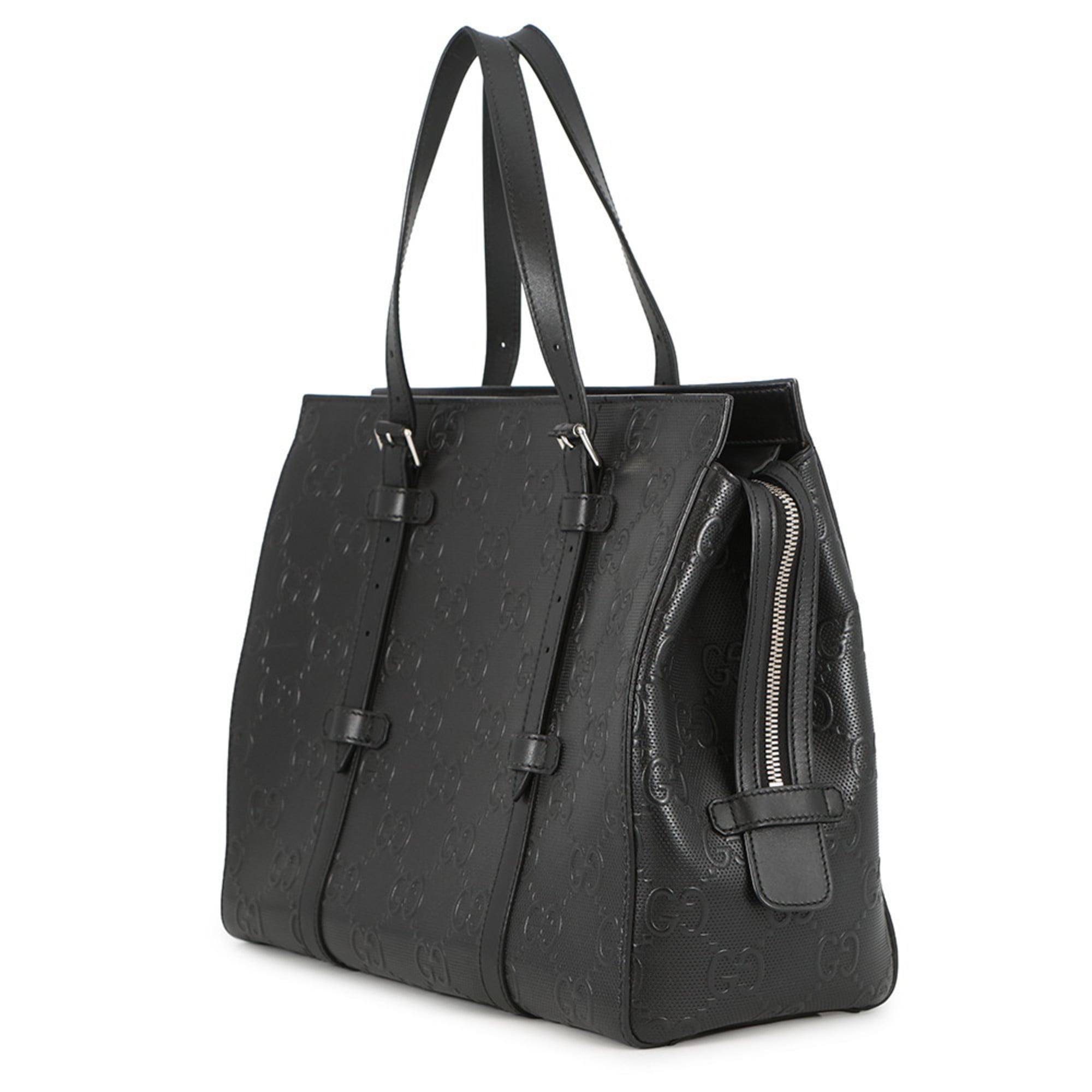 Gucci Black Leather Handbag Tote Bag (Pre-Owned)