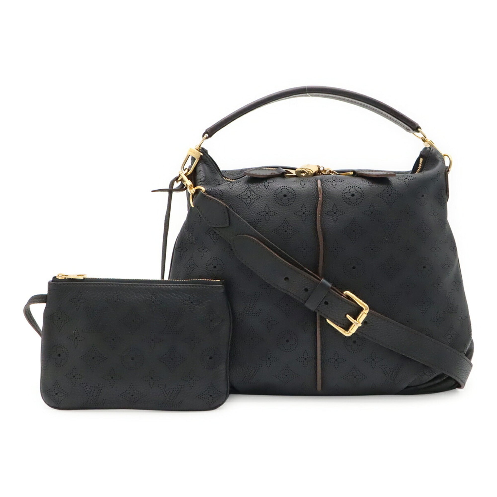 Louis Vuitton Black Noir Mahina Leather Leather Handbag Pouch Shoulder Bag (Pre-Owned)