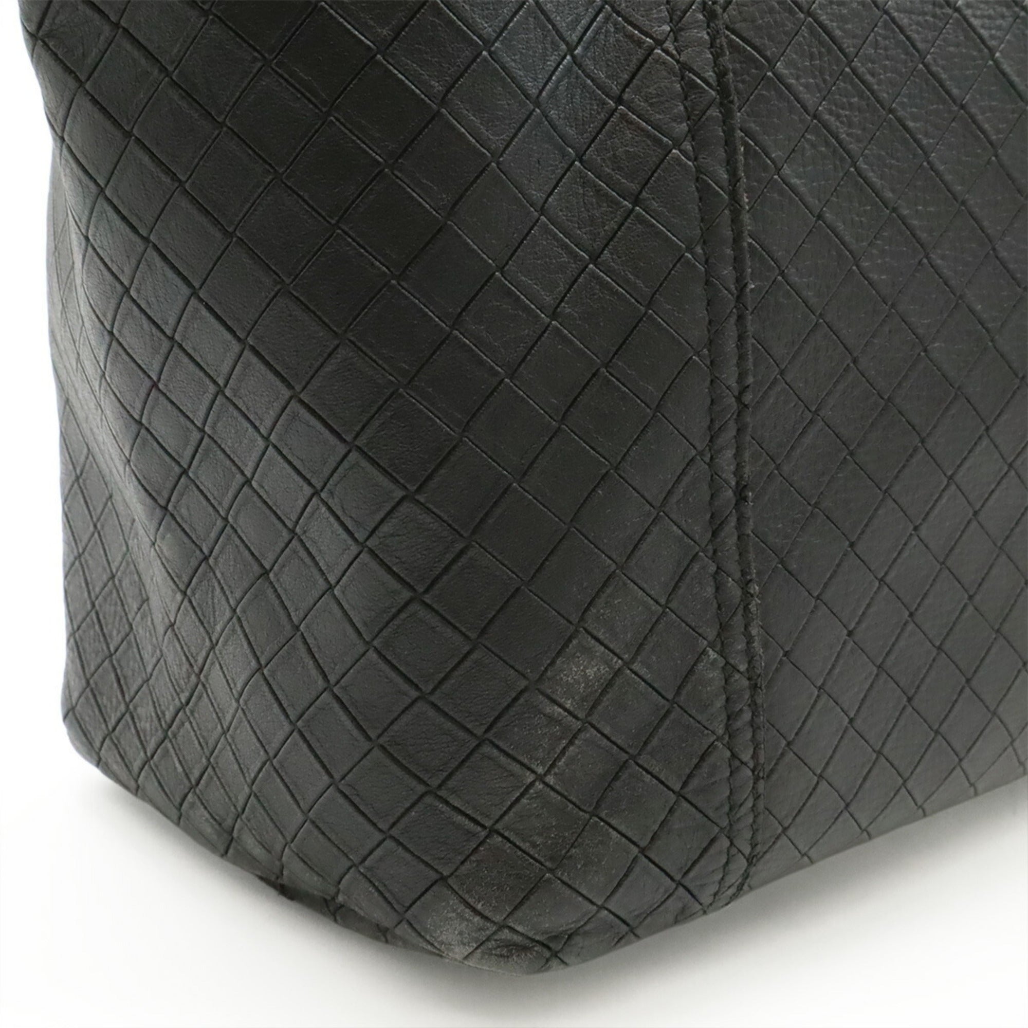 Bottega Veneta Intrecciomirage Black Leather Shoulder Bag Tote Bag (Pre-Owned)