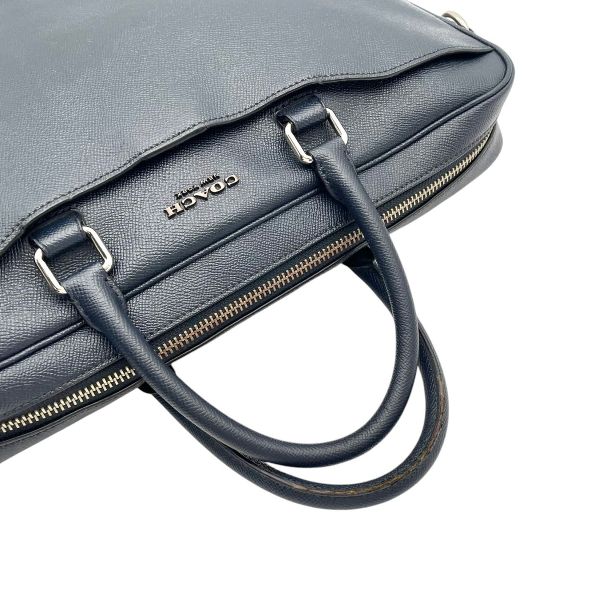 Coach Navy Leather Briefcase Handbag (Pre-Owned)