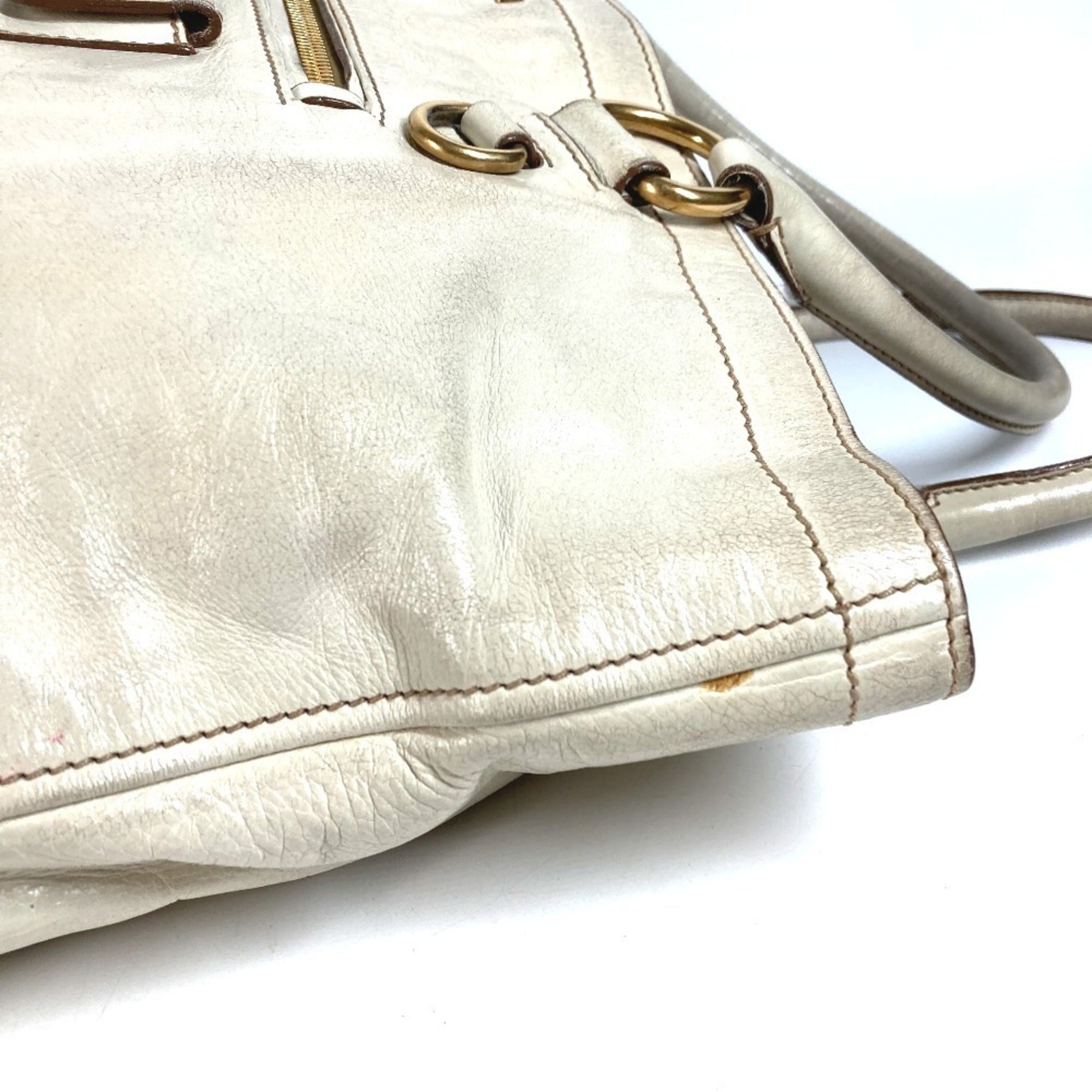 Prada Ivory Leather Shoulder Bag Tote Bag (Pre-Owned)
