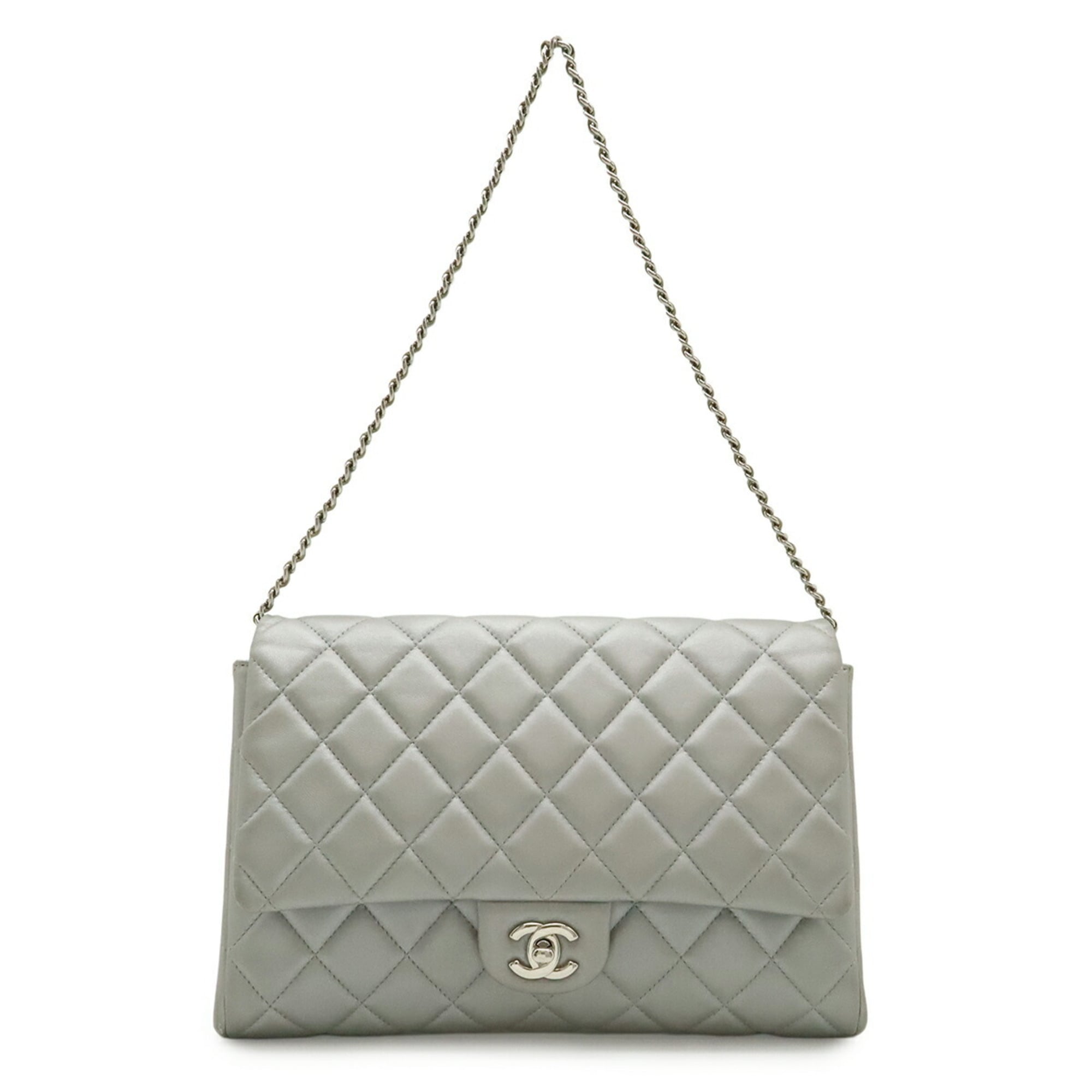 Chanel Silver Leather Shoulder Bag (Pre-Owned)