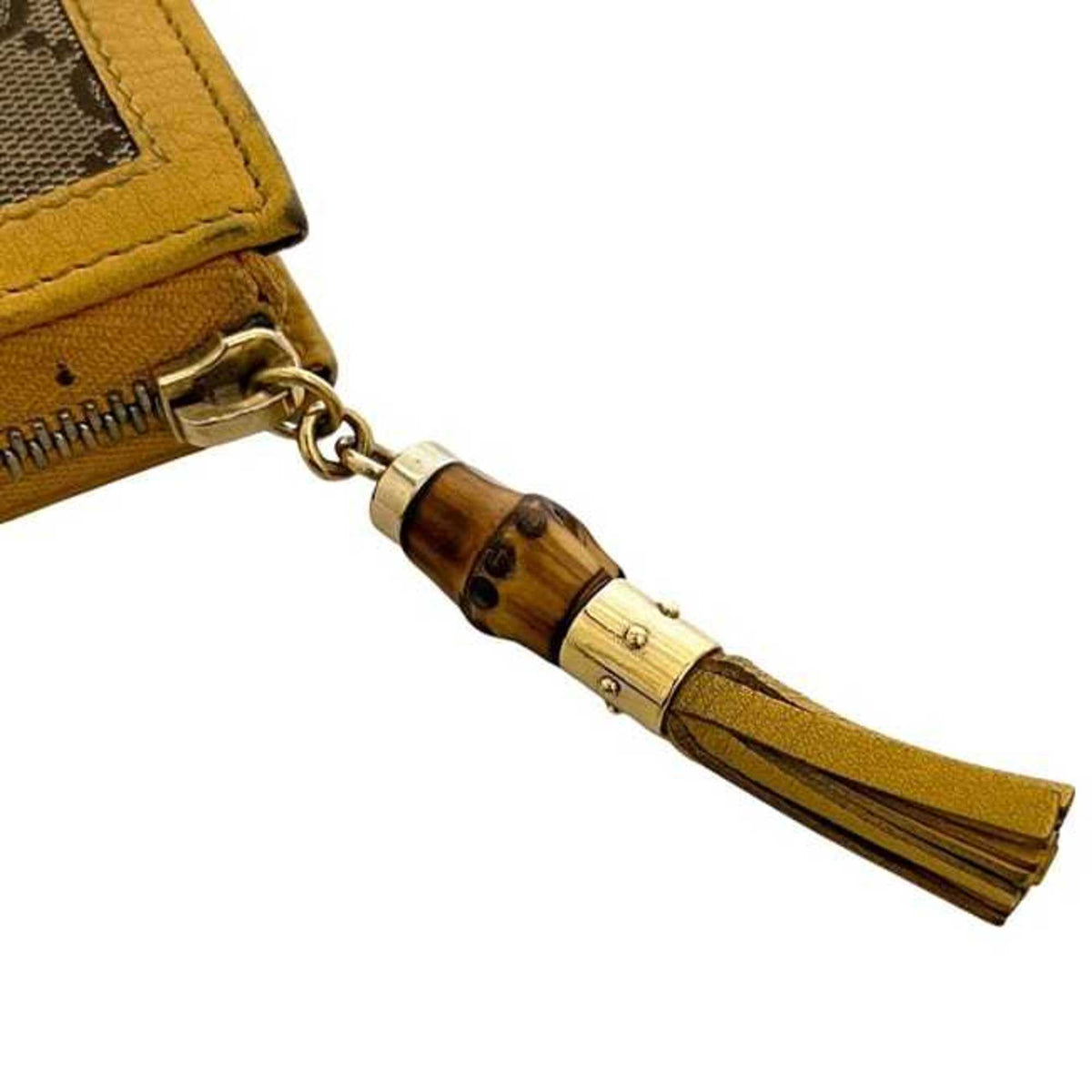 Gucci Bamboo Beige Yellow Gg Canvas Bamboo Long Wallet (Bi-Fold) (Pre-Owned)