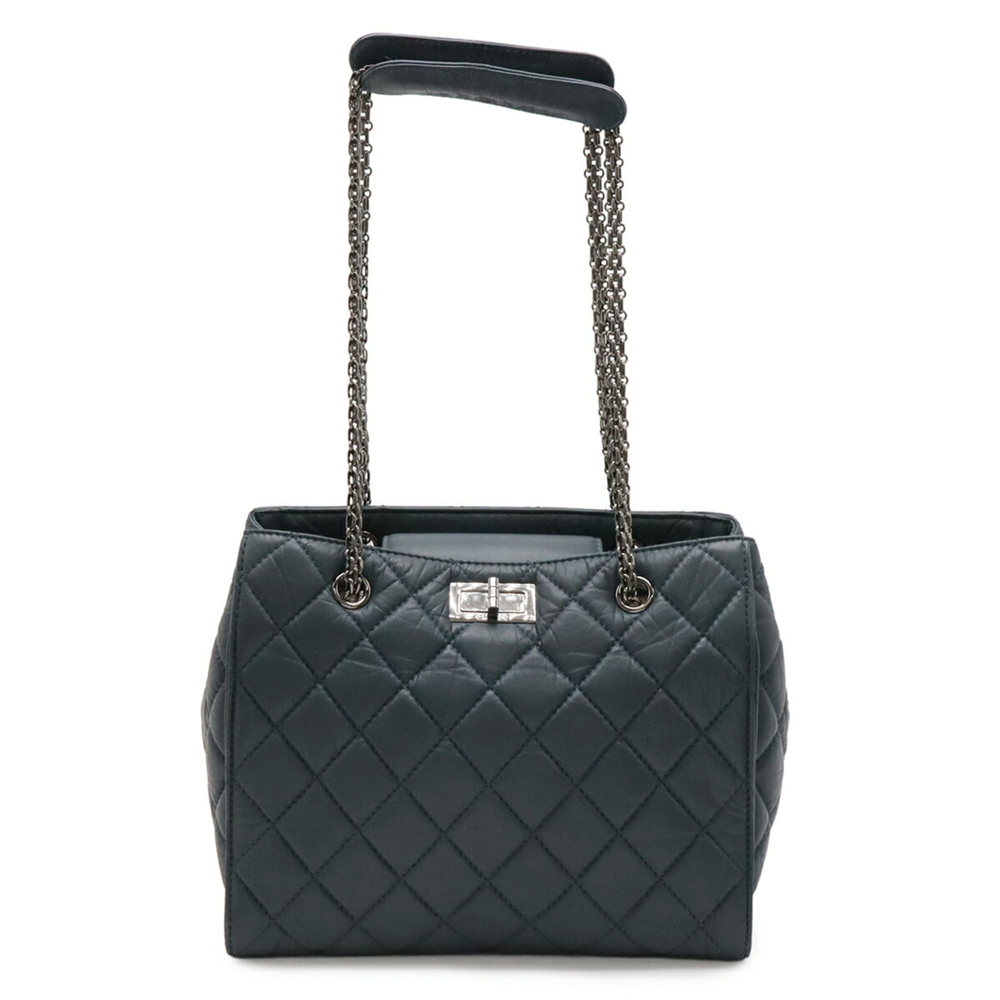 Chanel 2.55 Blue Leather Shoulder Bag Tote Bag (Pre-Owned)