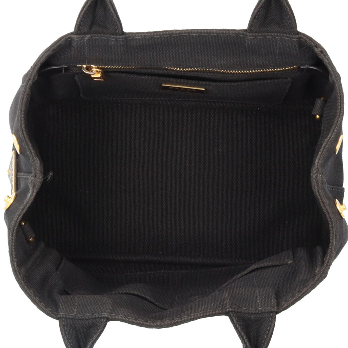 Prada Canapa Black Nero Canvas Shoulder Bag (Pre-Owned)