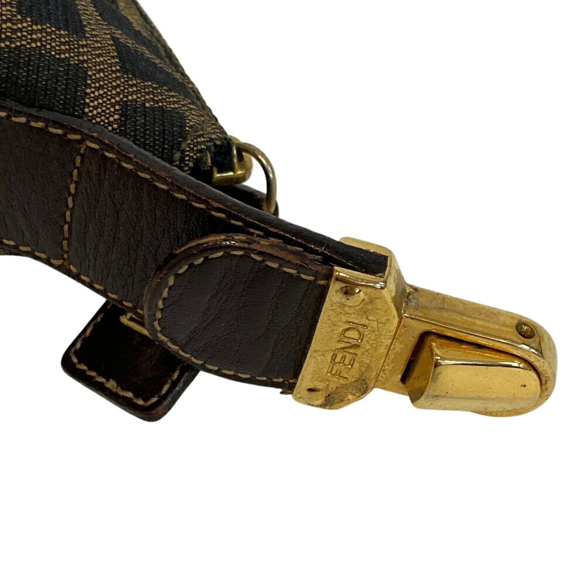 Fendi Zucca Brown Canvas Handbag Pouch (Pre-Owned)