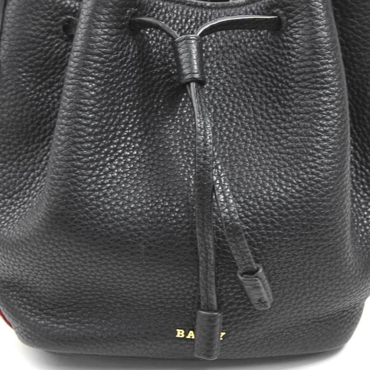 Bally Black Red Color White Leather Canvas Shoulder Bag (Pre-Owned)