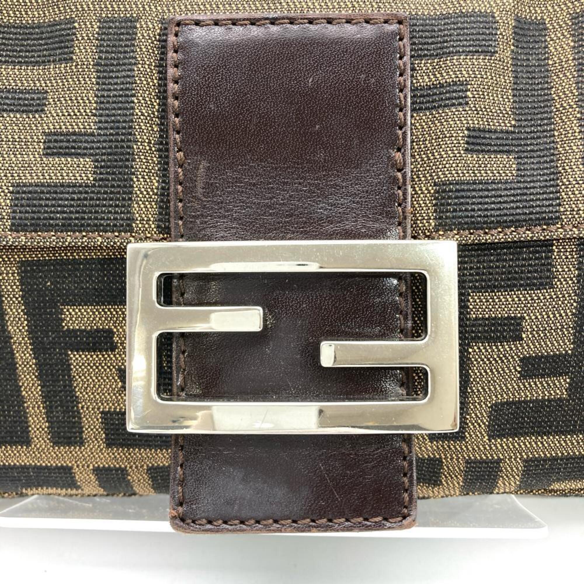 Fendi Brown Canvas Leather Shoulder Bag (Pre-Owned)