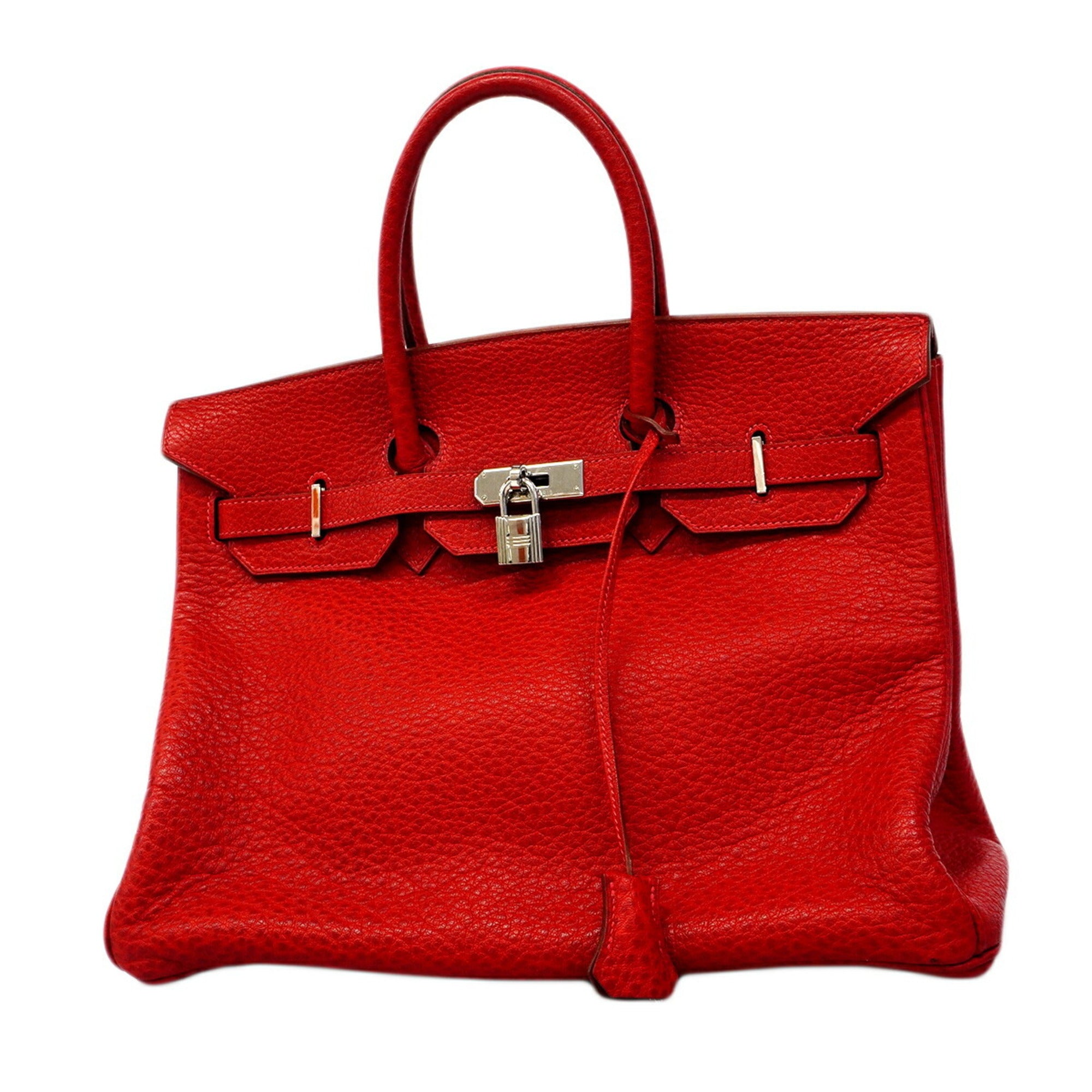 Hermes Rouge Vif Buffle Skipper Leather Handbag (Pre-Owned)