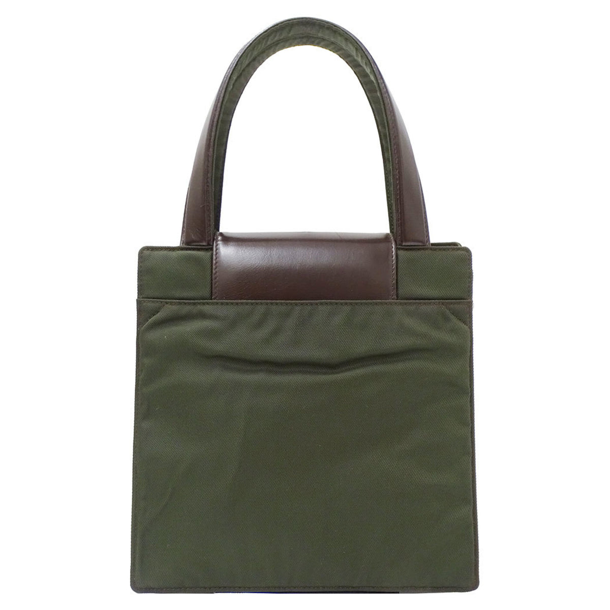 Bvlgari Green Khaki Leather Canvas Shoulder Bag (Pre-Owned)