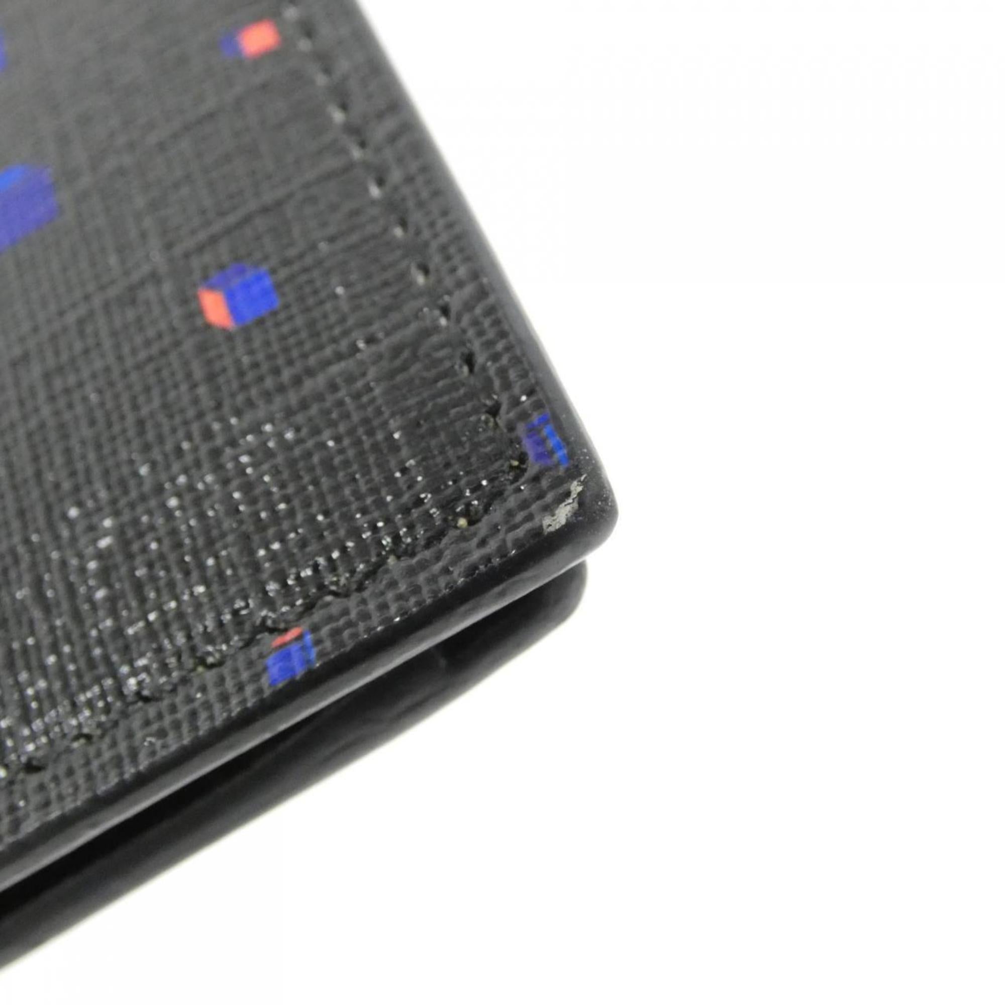 Gucci Black Blue Red Color Coated Canvas Wallet (Bi-Fold) (Pre-Owned)