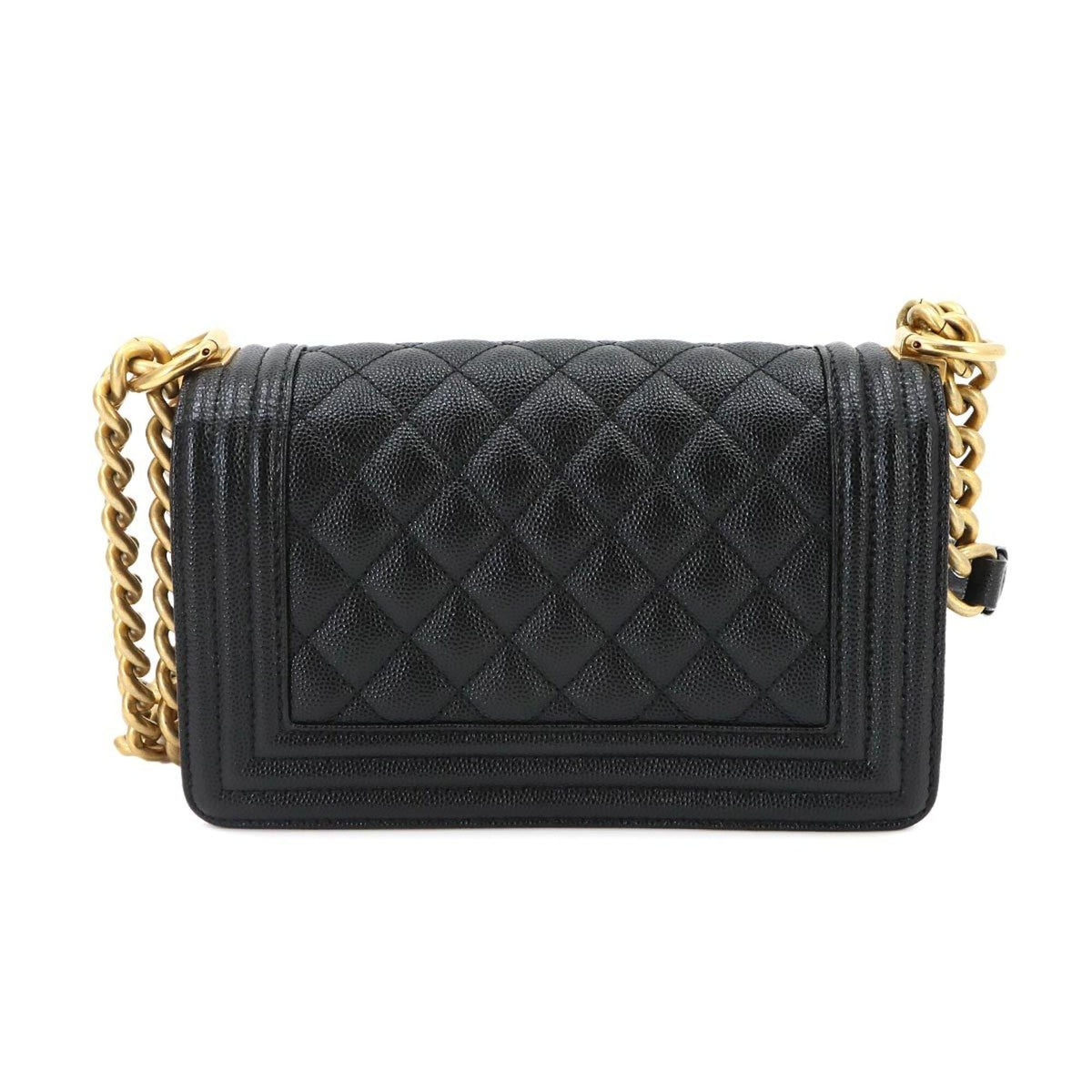 Chanel Black Grained Calfskin Handbag Shoulder Bag (Pre-Owned)