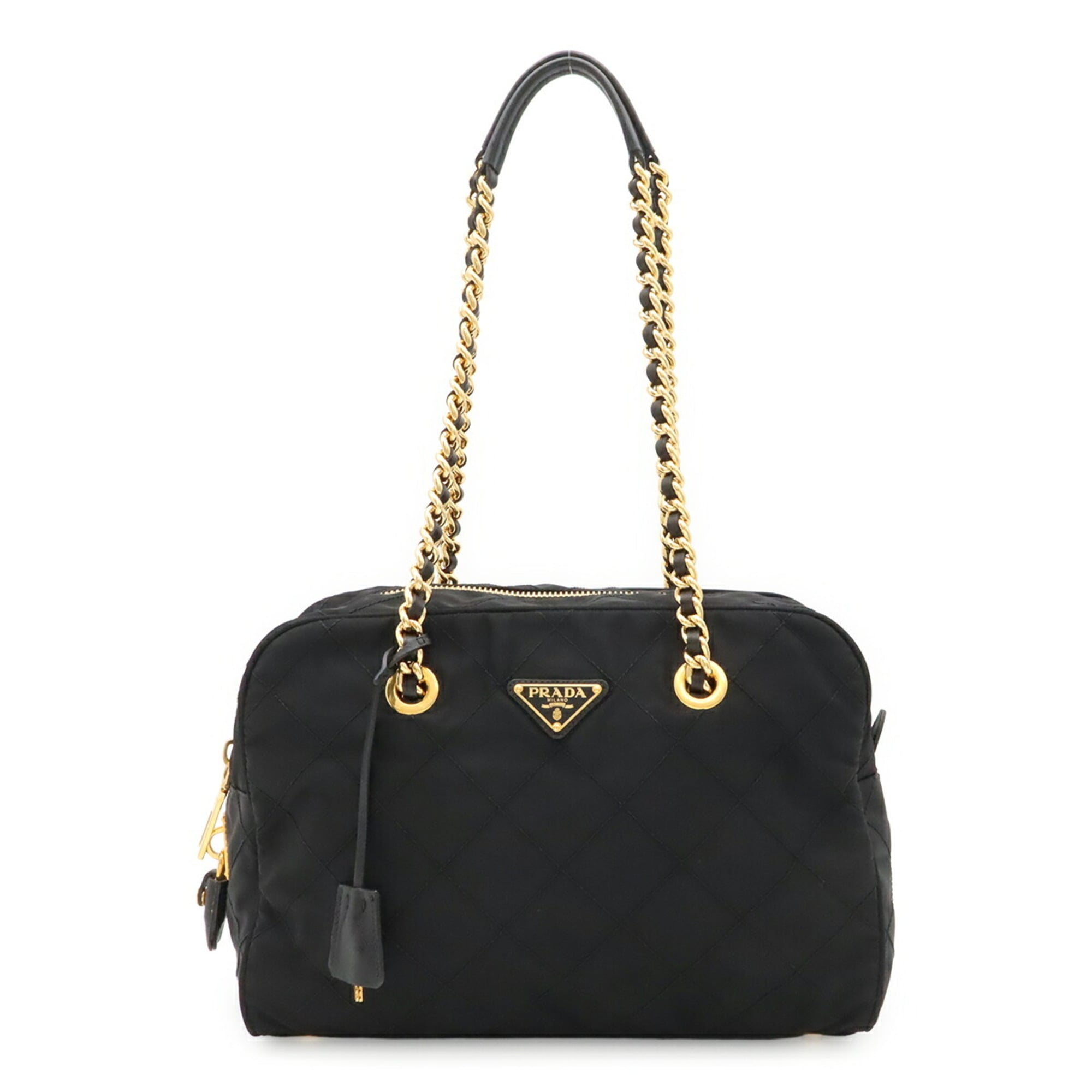 Prada Black Nero White Quilting Shoulder Bag (Pre-Owned)