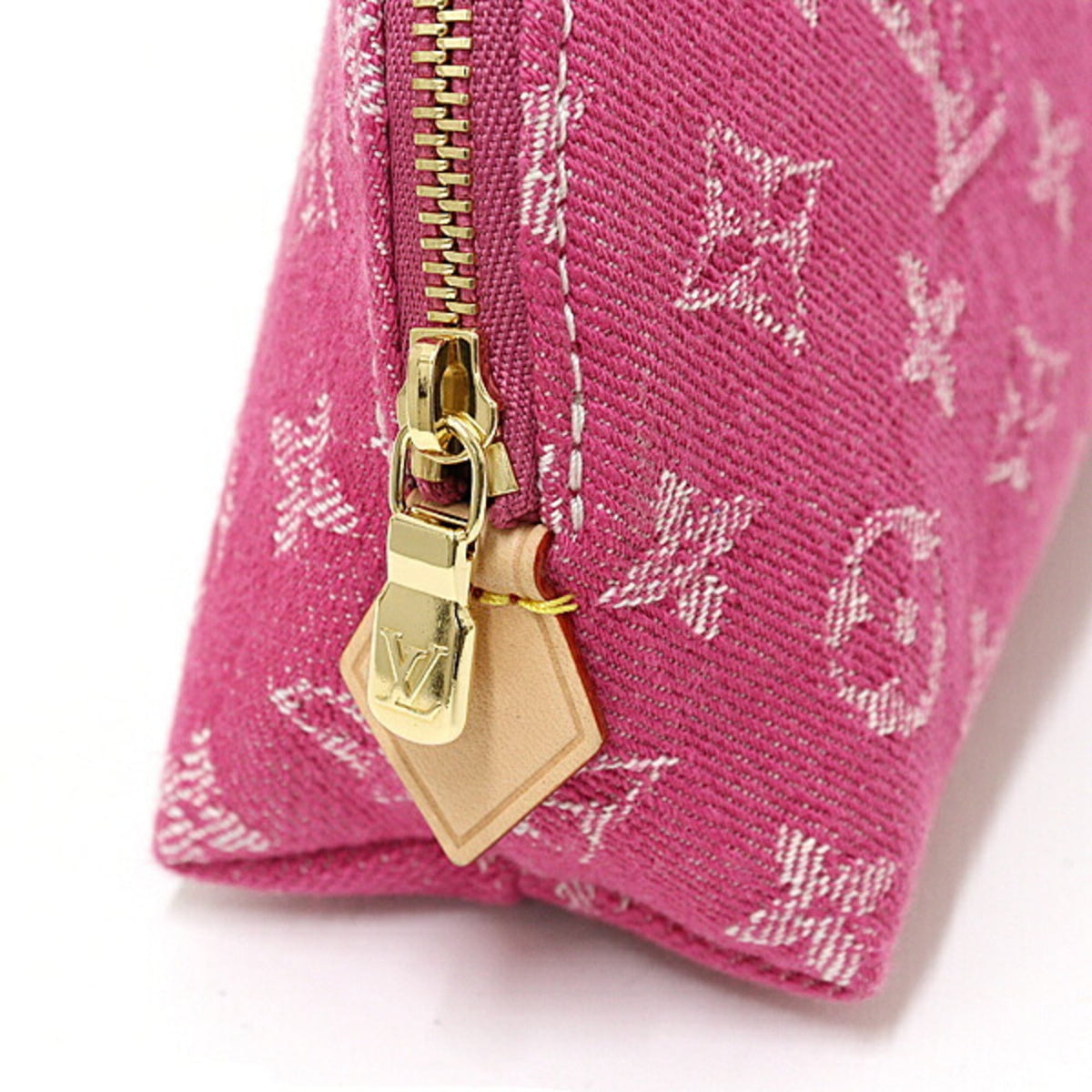 Louis Vuitton Monogram Denim Fuchsia Monogram Denim Pochette Pouch (Pre-Owned)