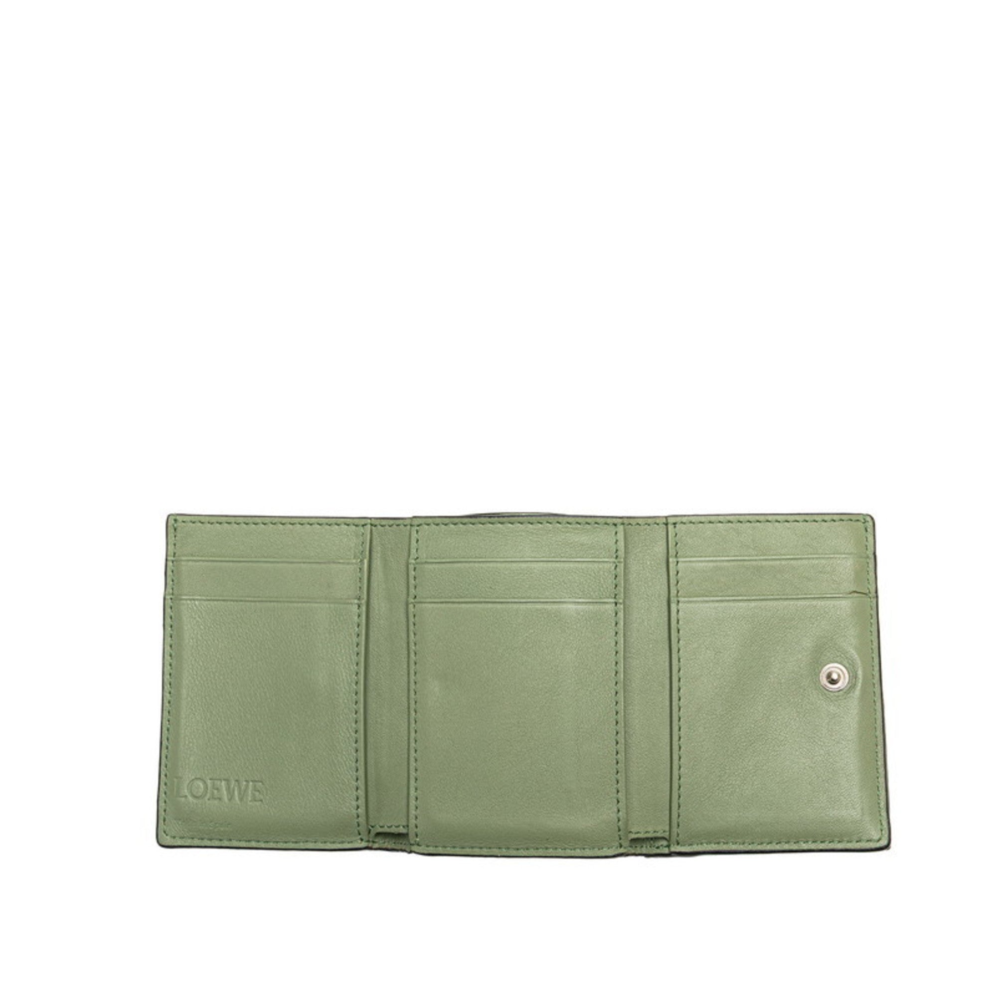 Loewe Green Leather Wallet (Tri-Fold) (Pre-Owned)