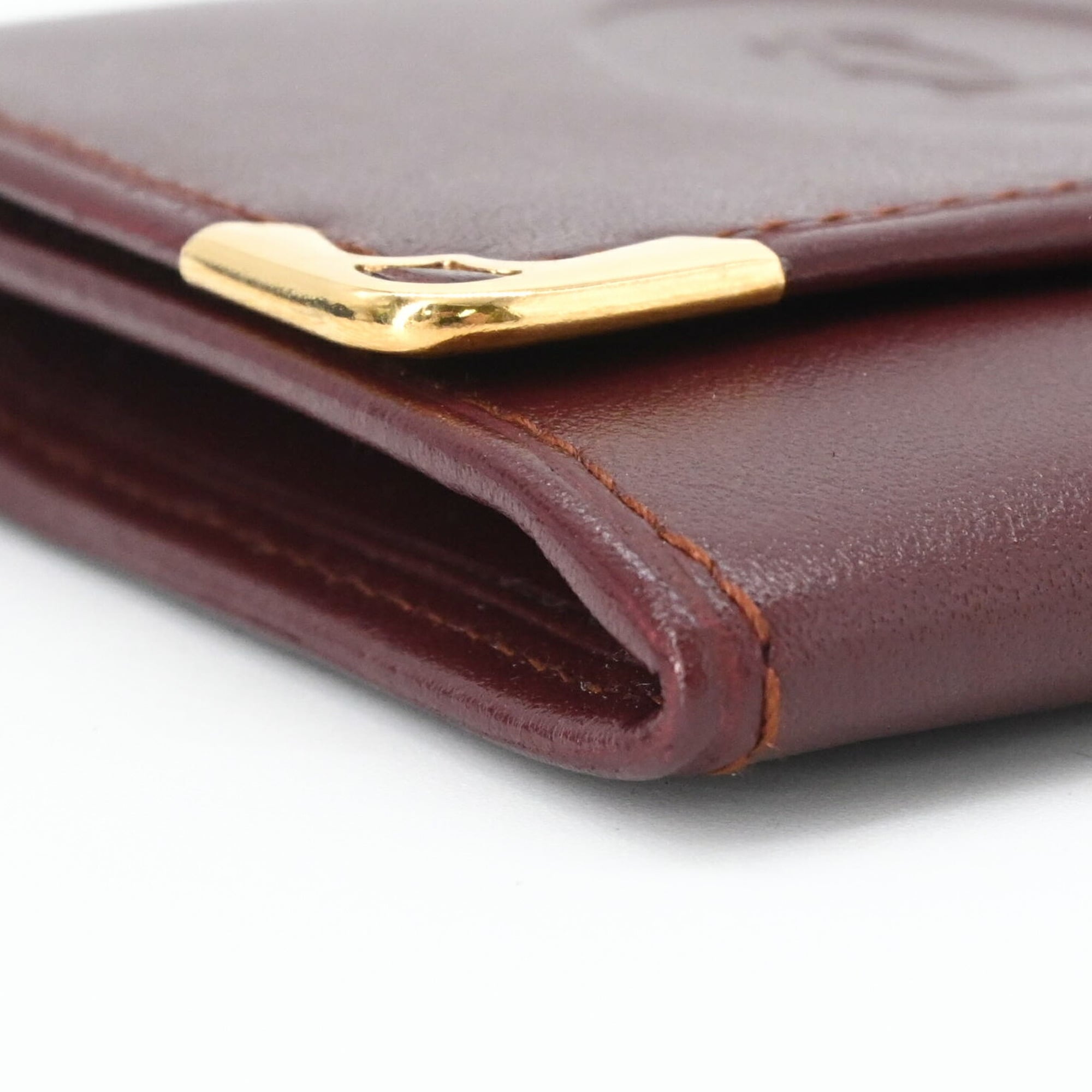 Cartier Bordeaux Leather Coin Purse/Coin Case (Pre-Owned)