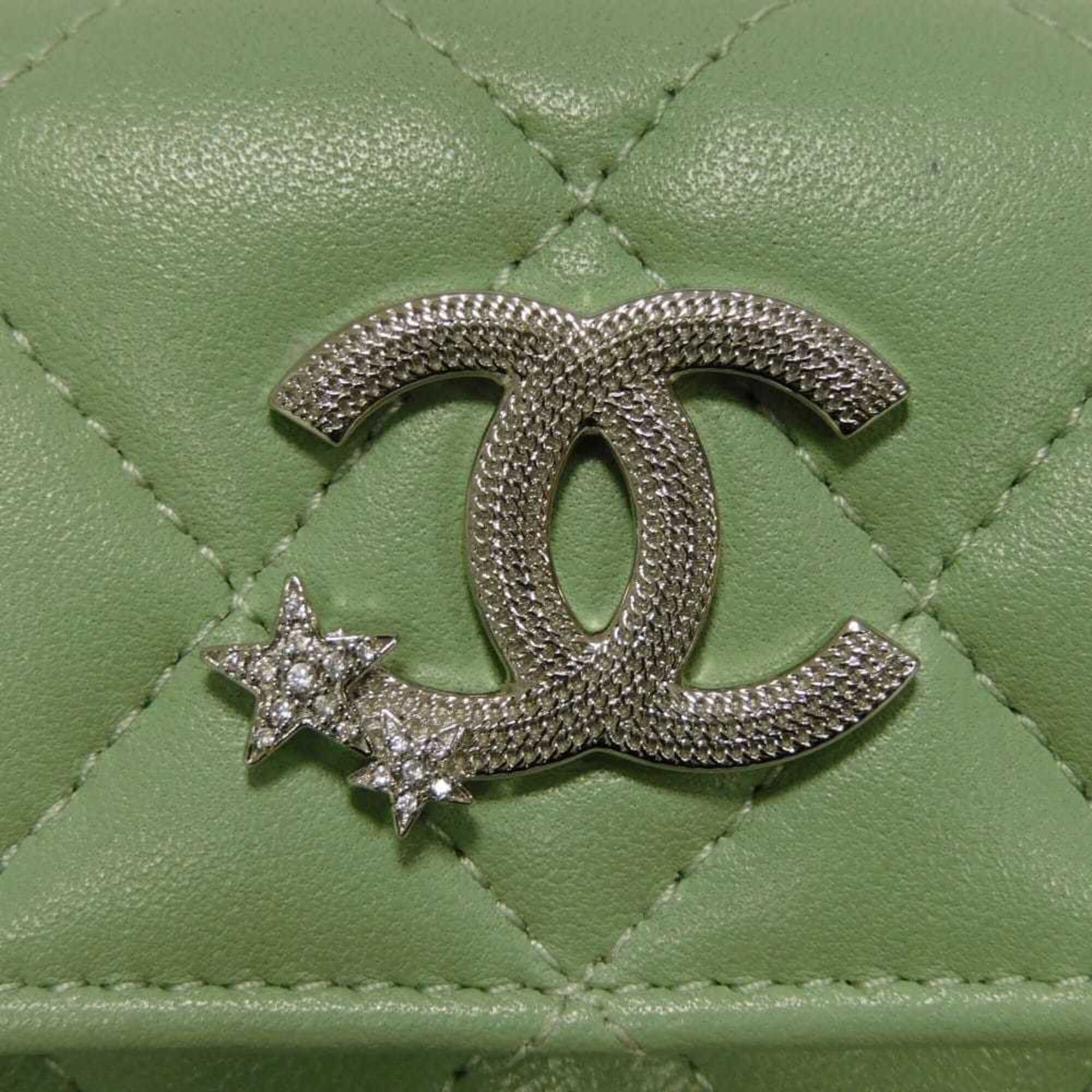 Chanel Light Green Rhinestone Wallet (Tri-Fold) (Pre-Owned)