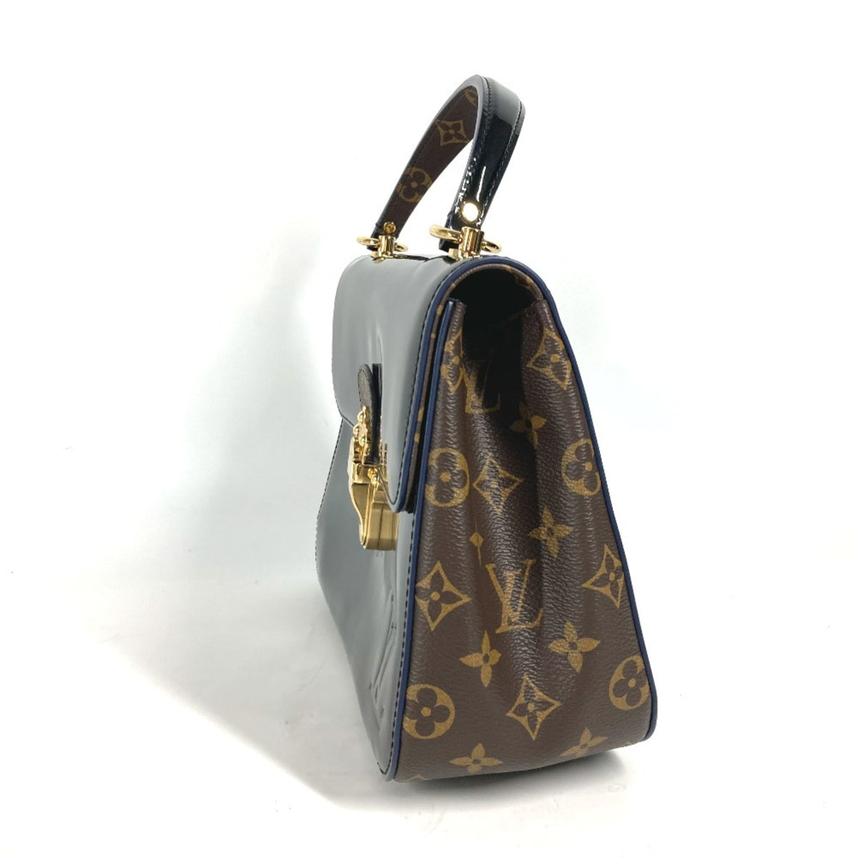 Louis Vuitton Black Brown Patent Leather Monogram Handbag (Pre-Owned)