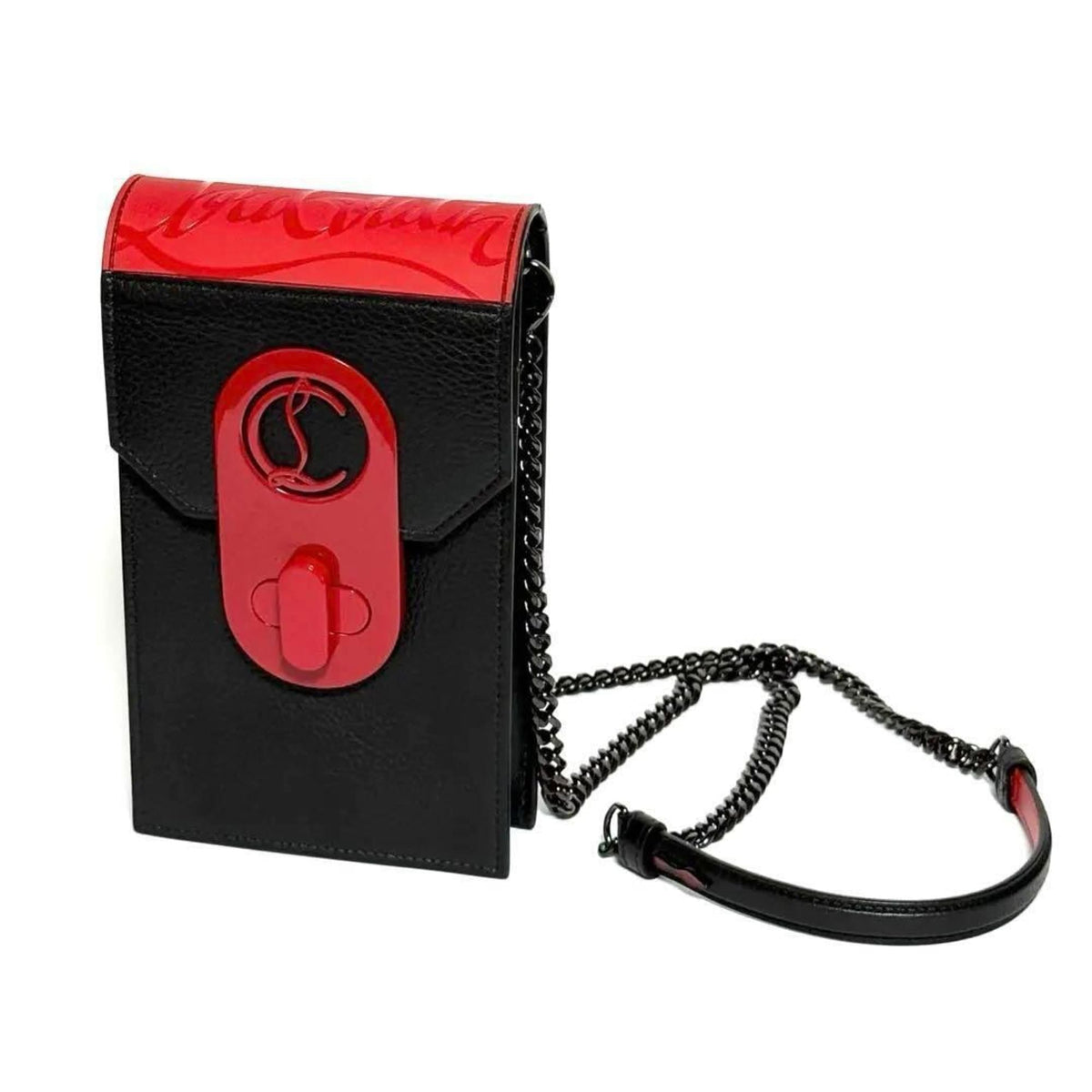 Christian Louboutin Black Leather Metal Pouch Shoulder Bag (Pre-Owned)