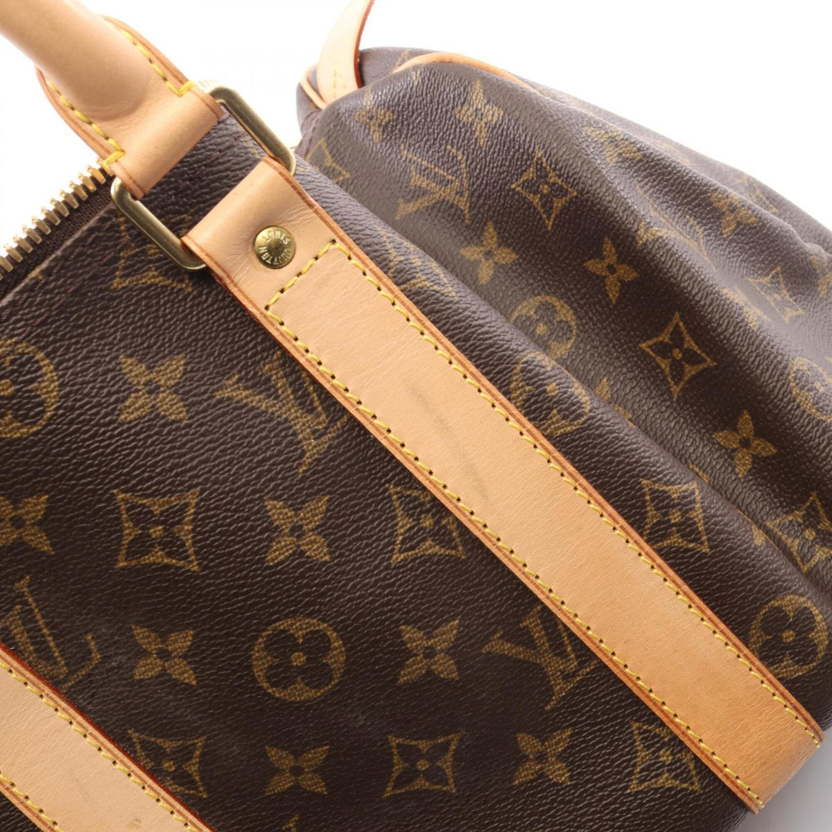 Louis Vuitton Brown Coated Canvas Leather Boston Bag Handbag (Pre-Owned)